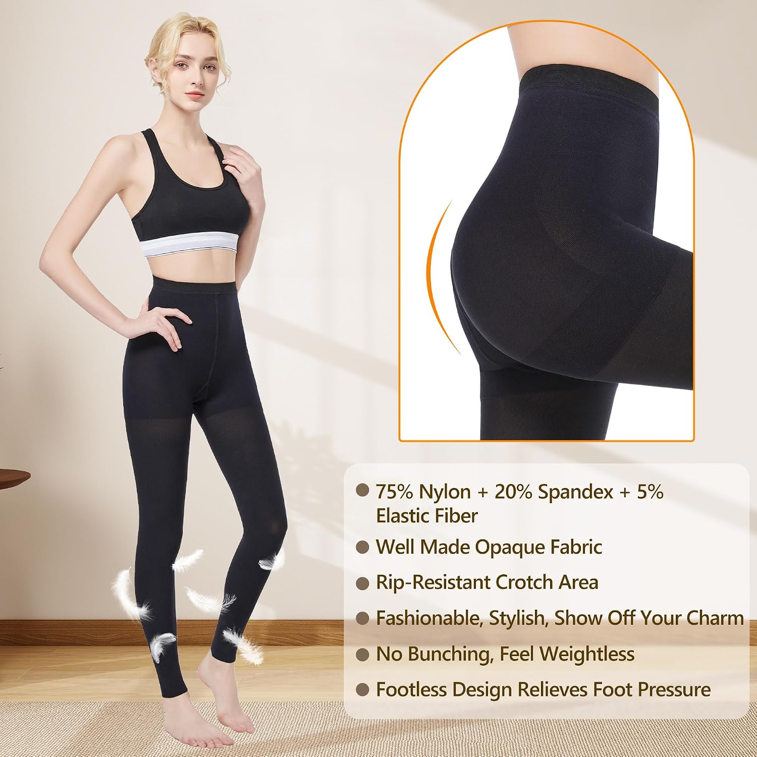 Medical Compression Tights Women, 20-30 mmHg Graduated Compression Pantyhose Men, Footless High Waist Support Hose - Image 4