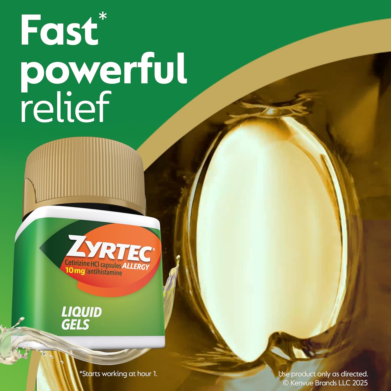 Zyrtec 24-Hour Allergy Relief Liquid Gels, 10 mg Cetirizine HCl, 25 count | Antihistamine Capsules, Allergy Medicine, All-Day Relief from Runny Nose, Sneezing, Itchy Eyes & More - Image 4