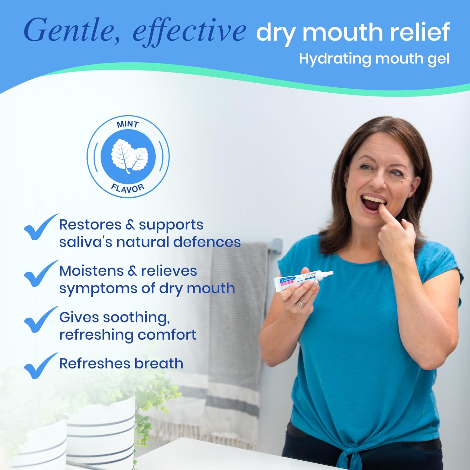SALIVEA Soothing Dry Mouth Relief Gel Saliva Substitute 1 oz Tube Pack of 1 | Six natural salivary enzymes and advanced hydrating agents, alcohol free non irritating gentle comfort for oral dryness - Image 2
