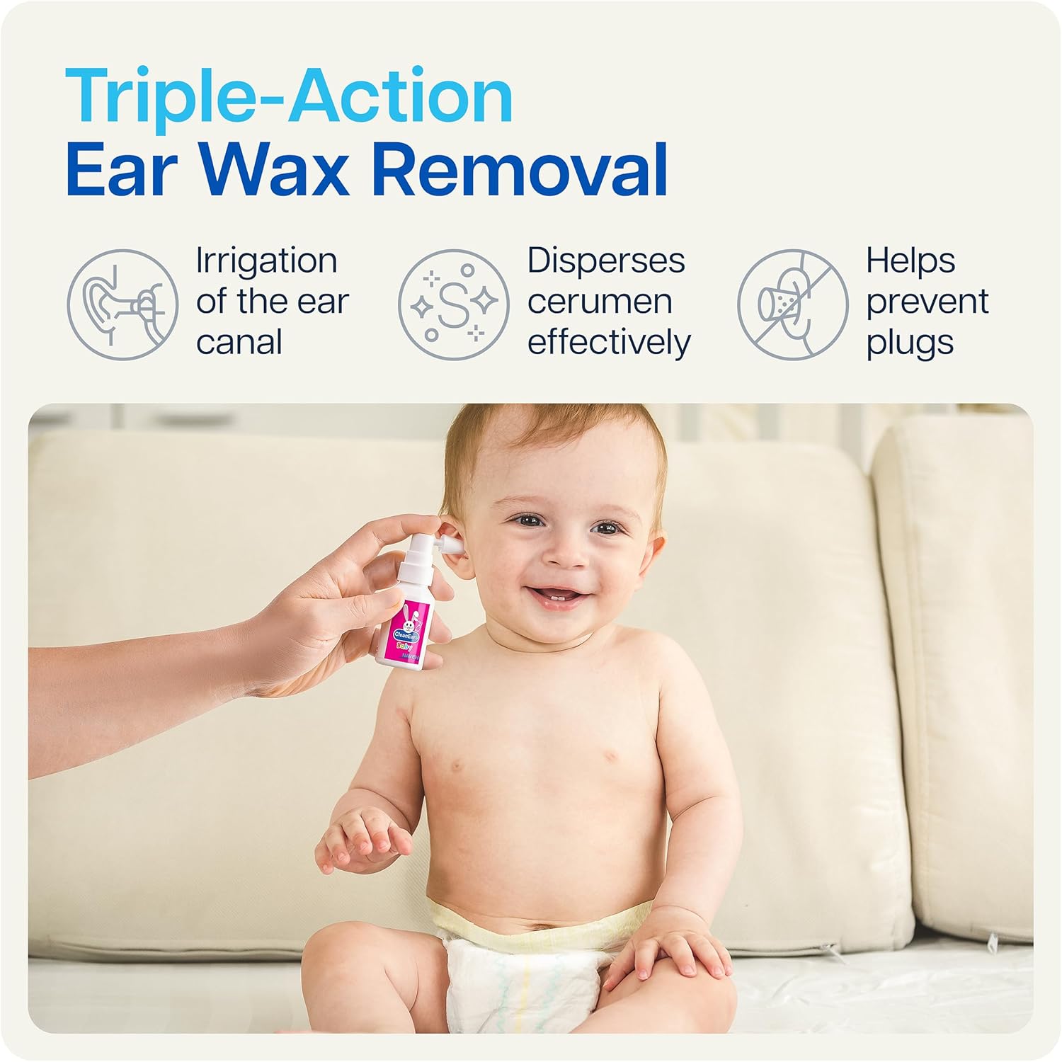 NAVEH PHARMA® CleanEars Baby Ear Wax Removal Spray — Gentle Earwax Softening for Infants & Children, Mild Non-Greasy Formula, Easy Spray Application (1 OZ) - Image 3