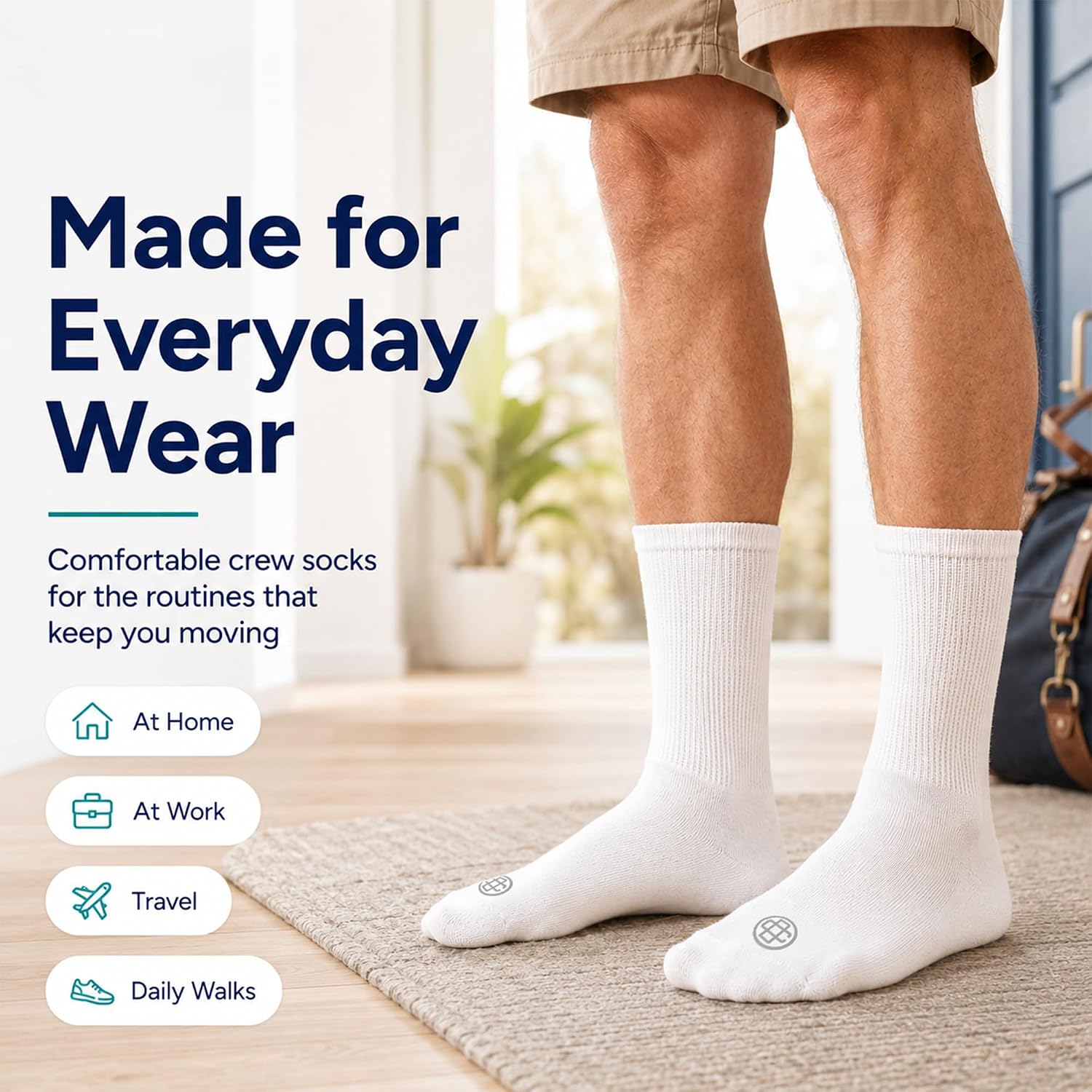 Doctor's Choice Diabetic Crew Socks for Men, Non-Binding Top, 4 Pairs | Seamless Toe, Fully Cushioned Footbed, Moisture-Wicking Fabric, Four-Way Stretch - Image 5
