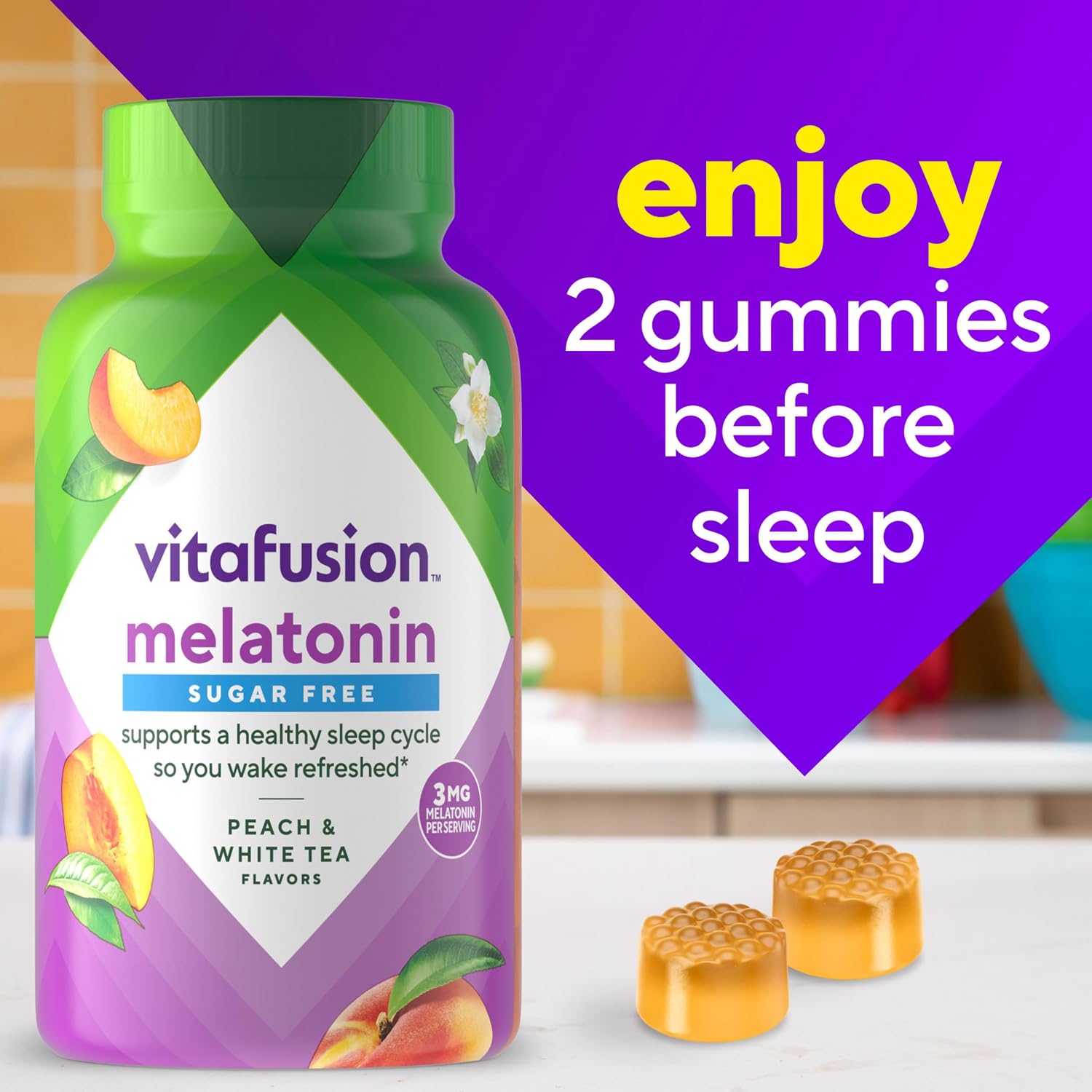 Vitafusion Melatonin Gummies Sugar Free | 3mg Per 2 Gummies| 140 Count - Image 6