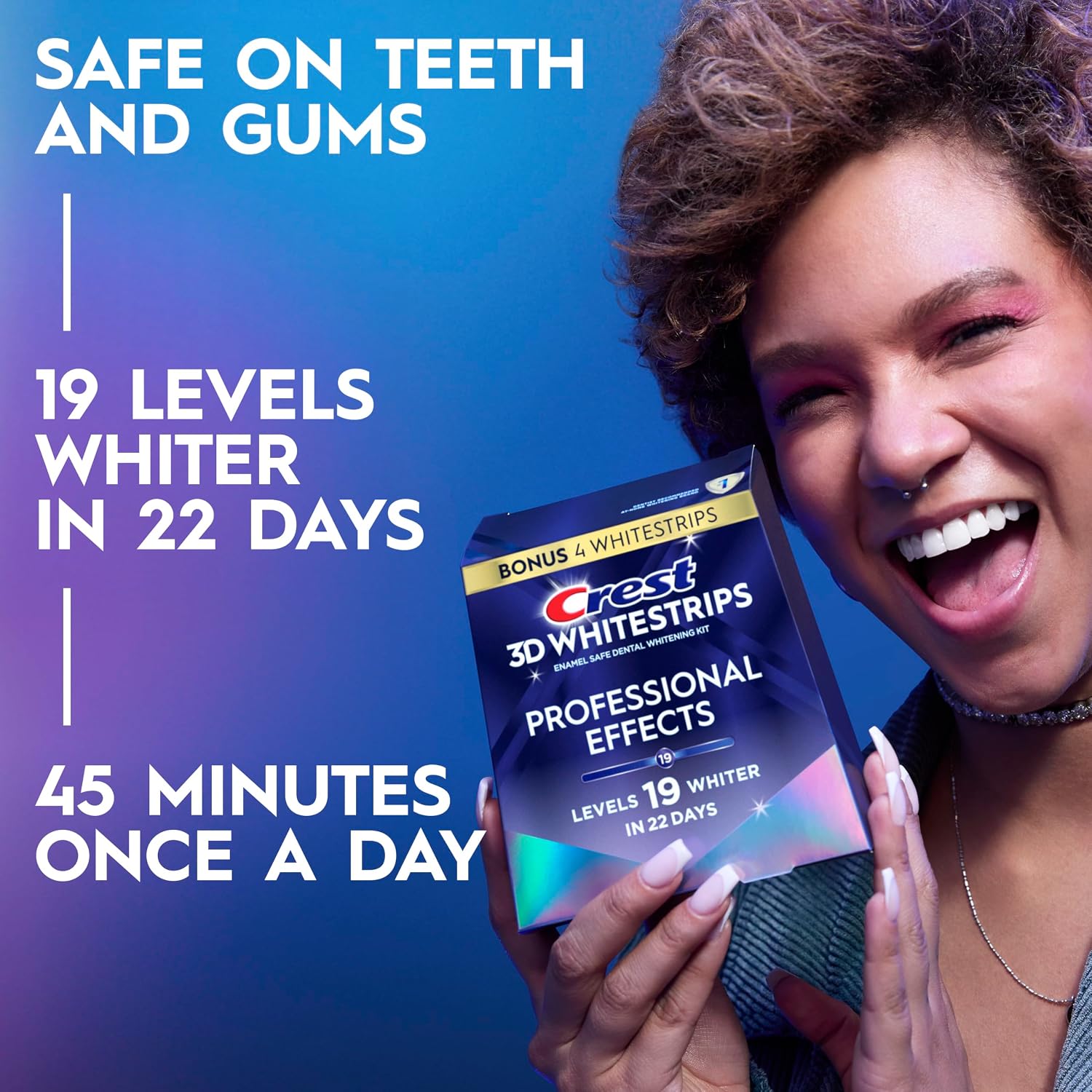 Crest Teeth Whitening Strips, Crest 3D Whitestrips Professional Effects, Enamel Safe Teeth Whitening Kit, 22 Treatments (44 Strips), Professional-Level Whitening, 19 Levels Whiter - Image 2