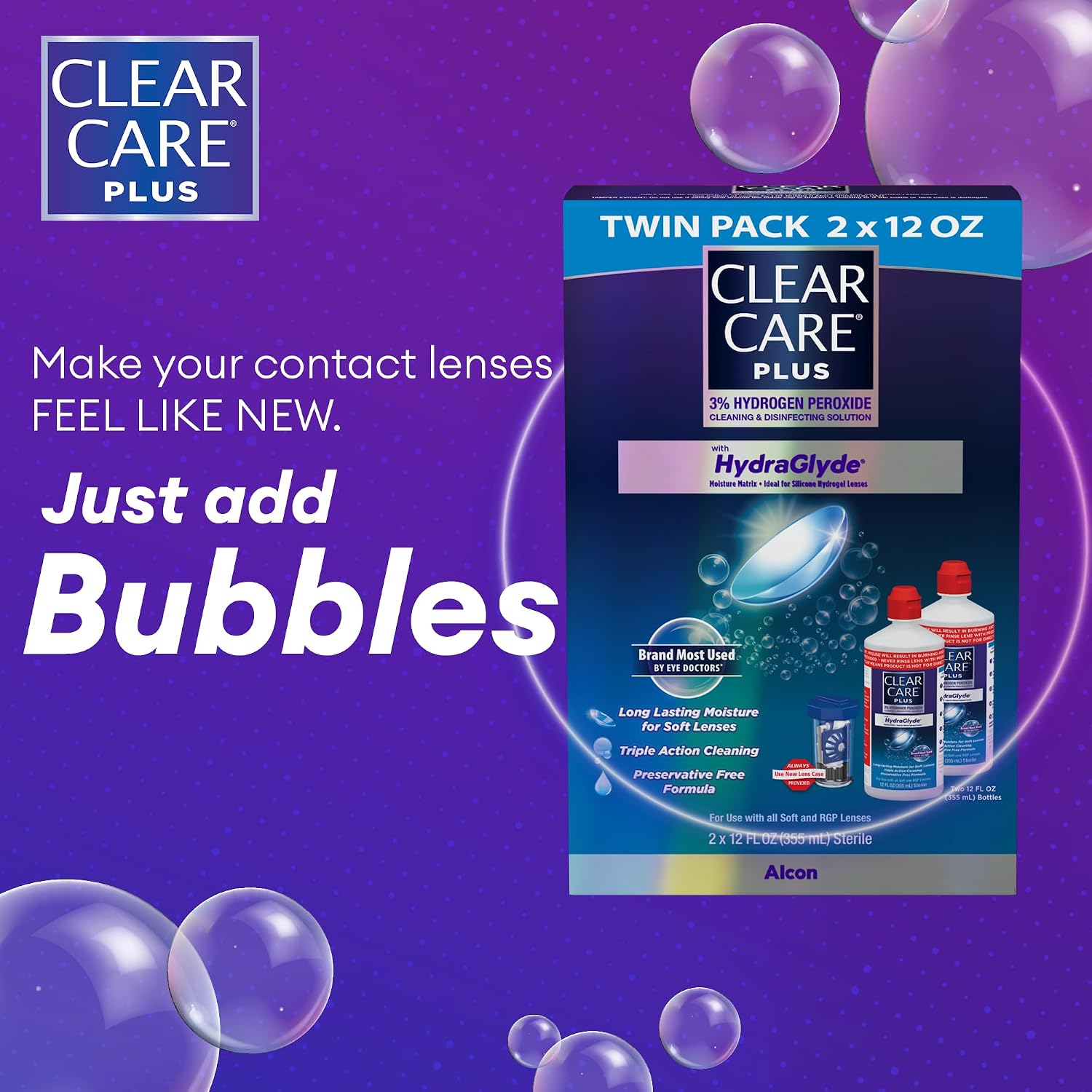 CLEAR CARE PLUS Cleaning & Disinfecting Contact Lens Solution 12 Oz, 2 Pack - Image 4