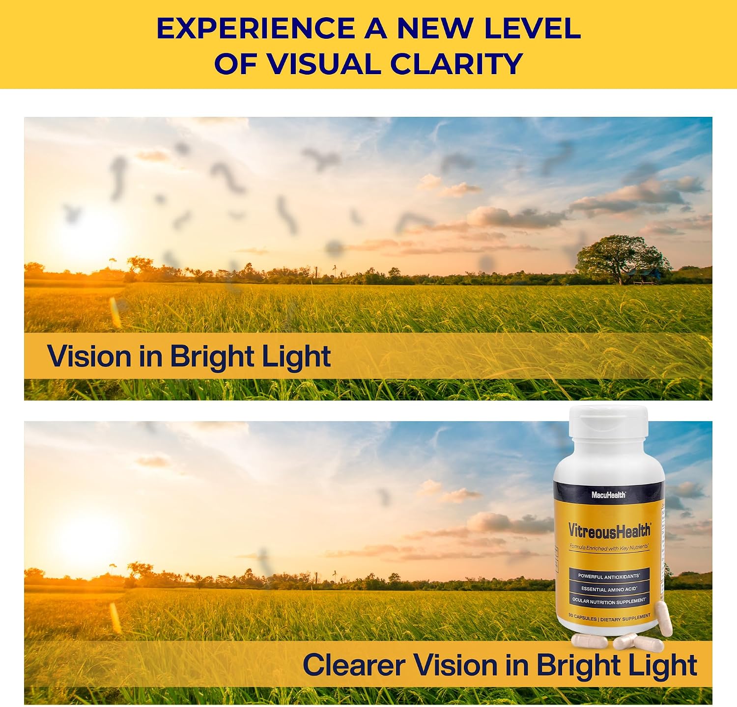 Macuhealth VitreousHealth Evidence-Based Eye Supplement - Ocular Nutrition | 90 capsules, with Zinc, Grape Seed Extract, with Citrus Aurantium Fruit Extract, L-lysine - Promotes Clearer Vision - Image 7