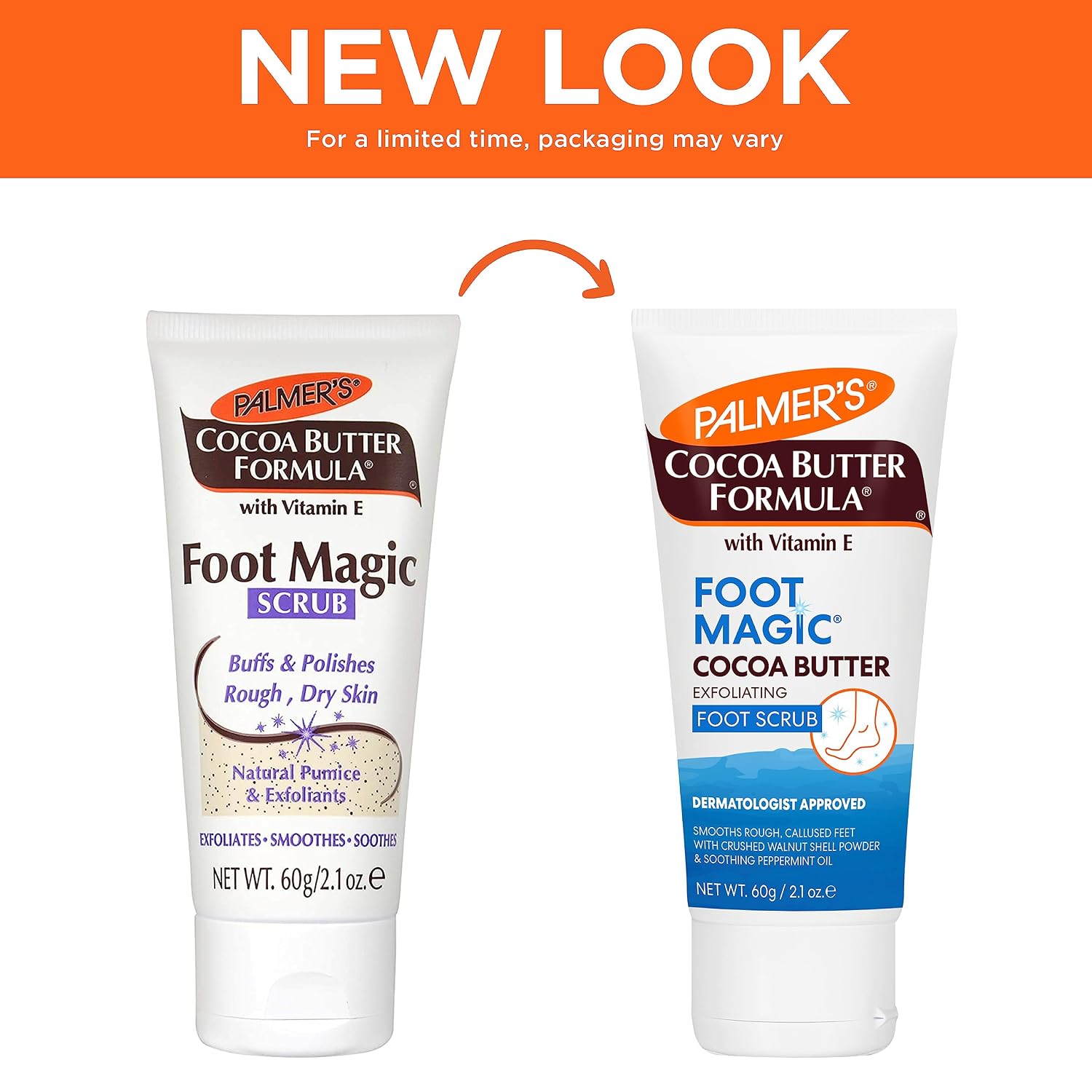 Palmer's Exfoliating Foot Scrub, Foot Magic Cocoa Butter Formula (2.1 Oz) | Smooths rough, dry cracked feet with Vitamin E, Peppermint Oil and Walnut Shell Extract. Use with foot scrubber for pedicure. - Image 2