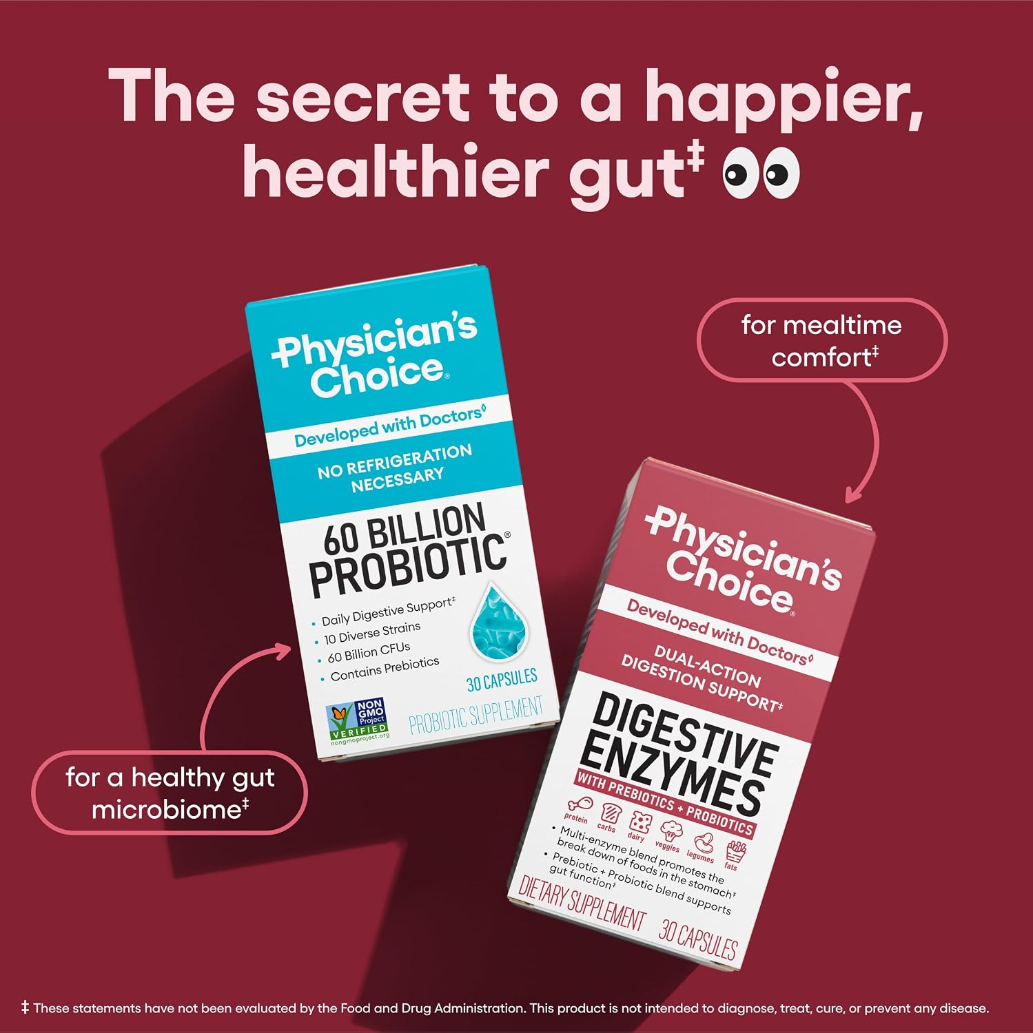 Physician's CHOICE Digestive Enzymes for Bloating & Digestion - Fast-Acting 16 Enzyme Formula with Organic Prebiotics & Probiotics for Gut & Digestive Health - Meal Time Discomfort Relief - 60 CT - Image 5