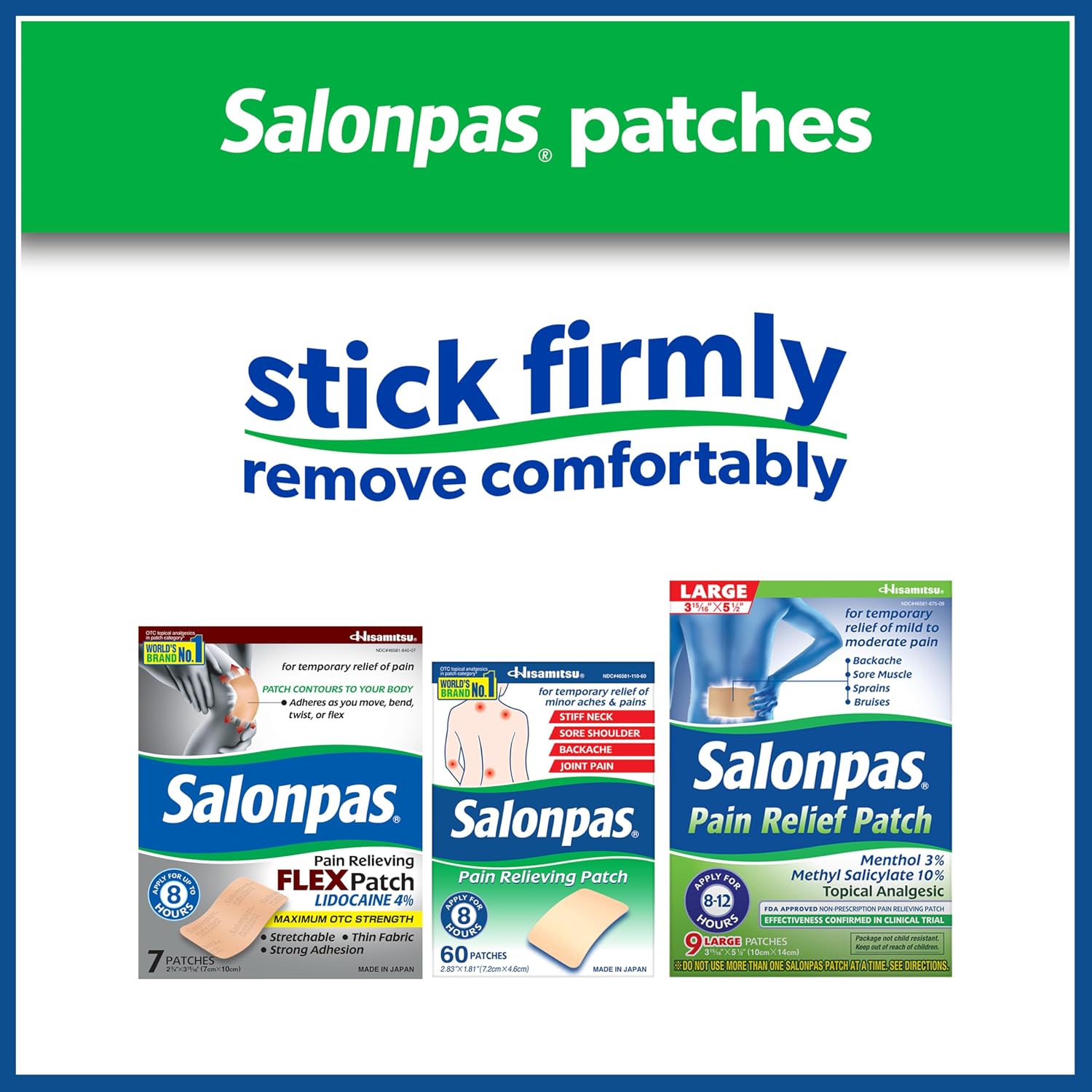 Salonpas Pain Relieving Patch, Large, 6 Count (Pack of 1) | Apply For Up to 8 Hours, For Temporary Relief of Minor Aches & Pains, Stiff Neck, Sore Shoulder, Backache, Joint Pain - Image 6
