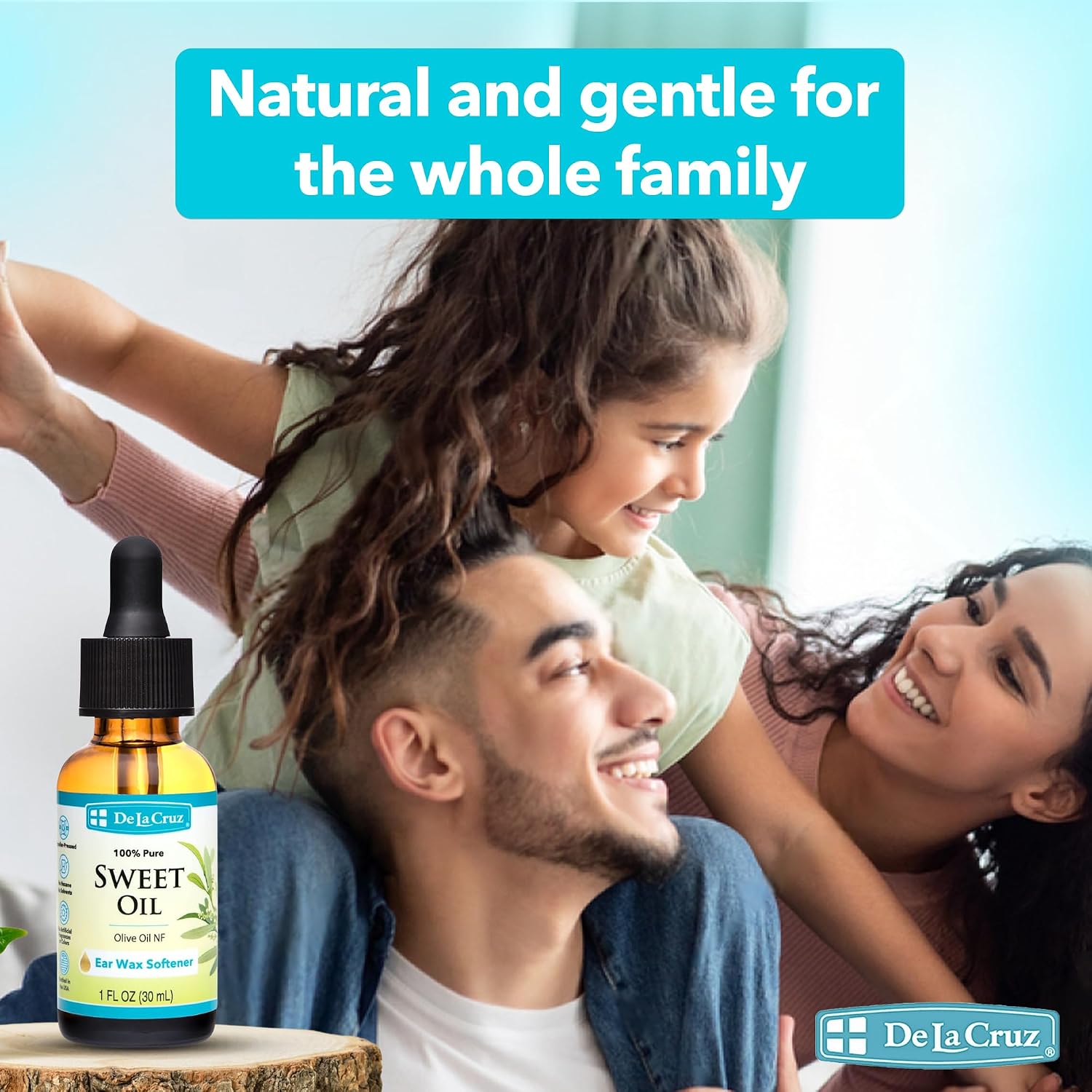 De La Cruz Sweet Oil, Ear Oil, Natural Ear Wax Softener, 1 fl. oz (30 mL) | 100% Pure Olive Oil NF Grade, Earwax Softener, Gentle and Safe Ear Care for the Whole Family, with Dropper, Bottled in USA - Image 4