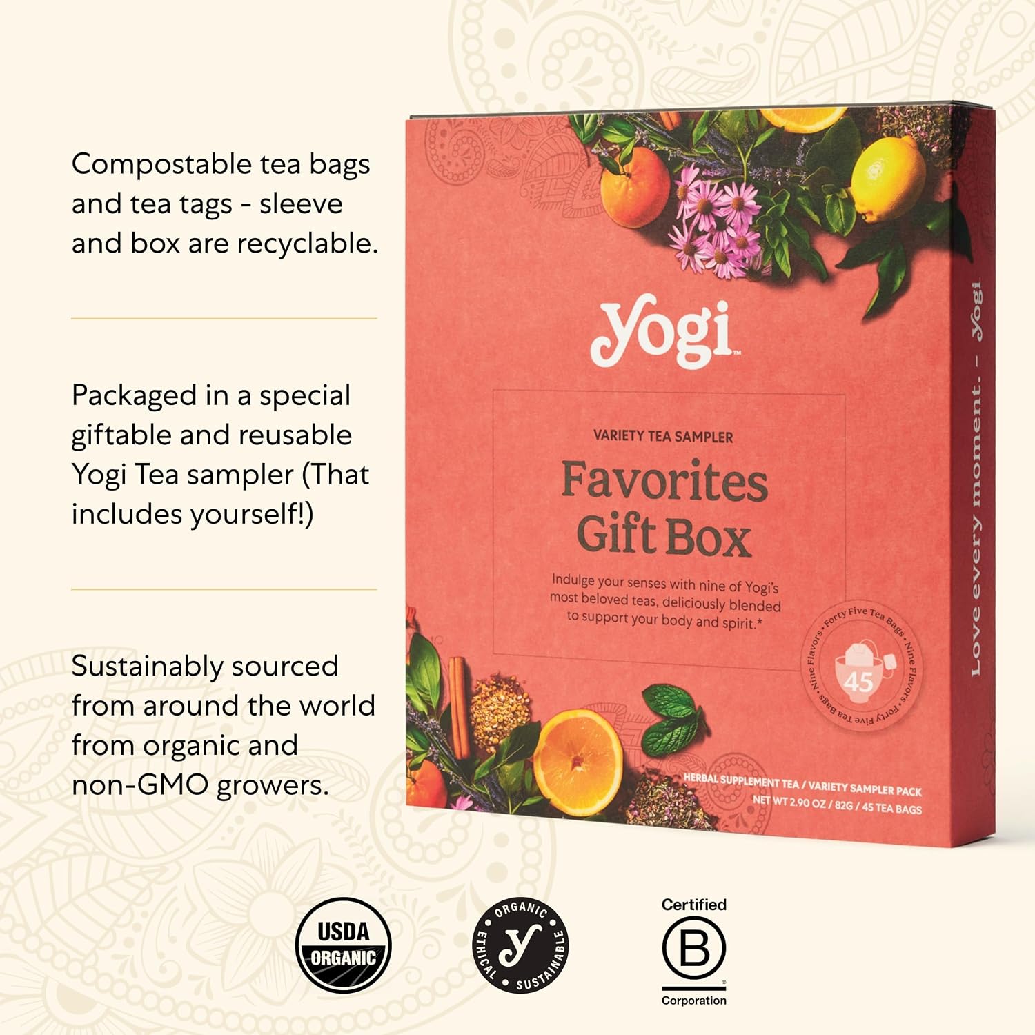 Yogi Organic Tea Sampler Gift Box (45 Tea Bags) Assorted Delicious Wellness Blends - 9 Favorite Herbal, Green & Black Varieties - Image 7