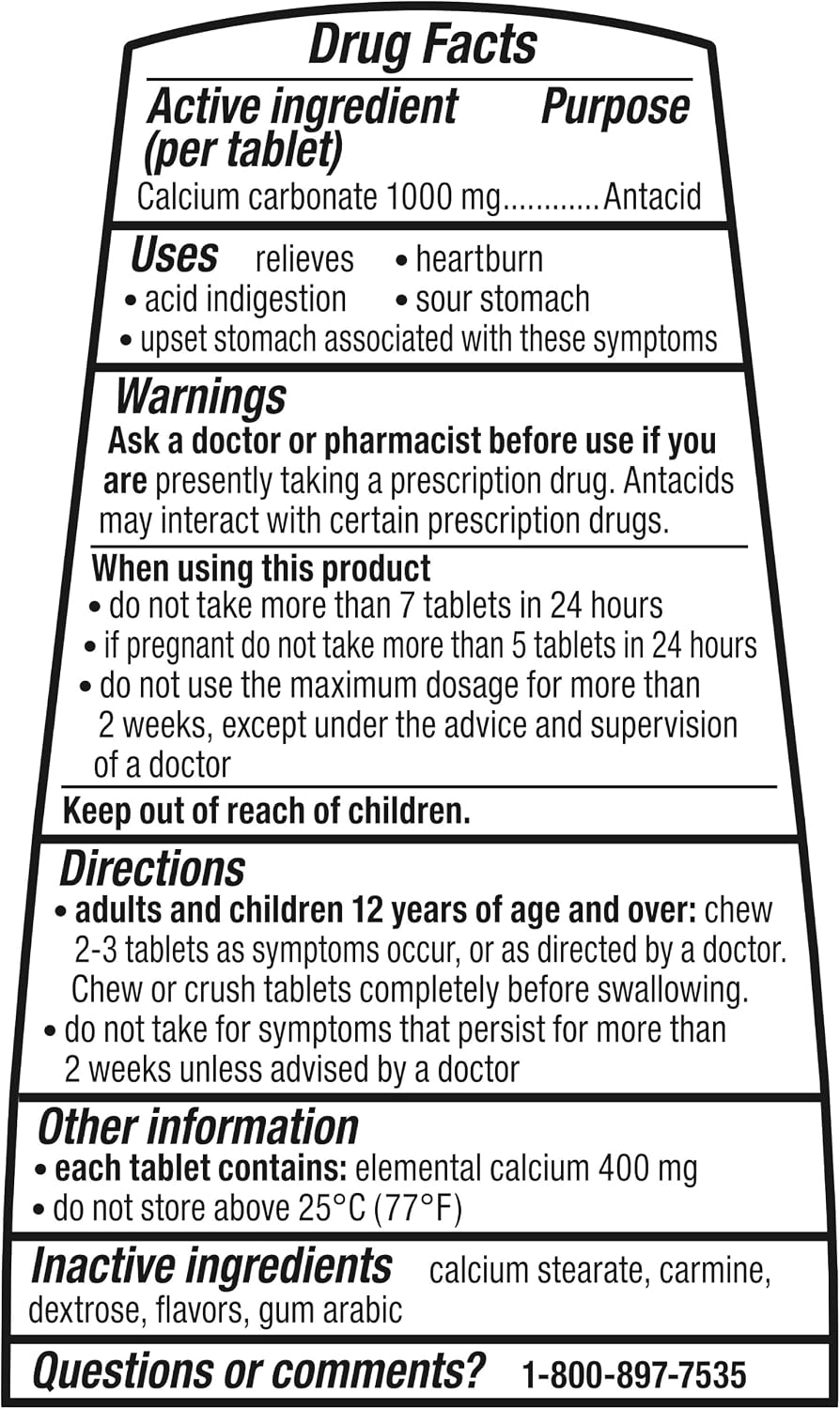 TUMS Naturals Antacid Chewable Tablets, Black Cherry & Watermelon 190 Count | Ultra Strength Formula, Neutralizes Acid Instantly for Indigestion and Upset Stomach, Multi-Symptom Relief, Gluten Free - Image 11