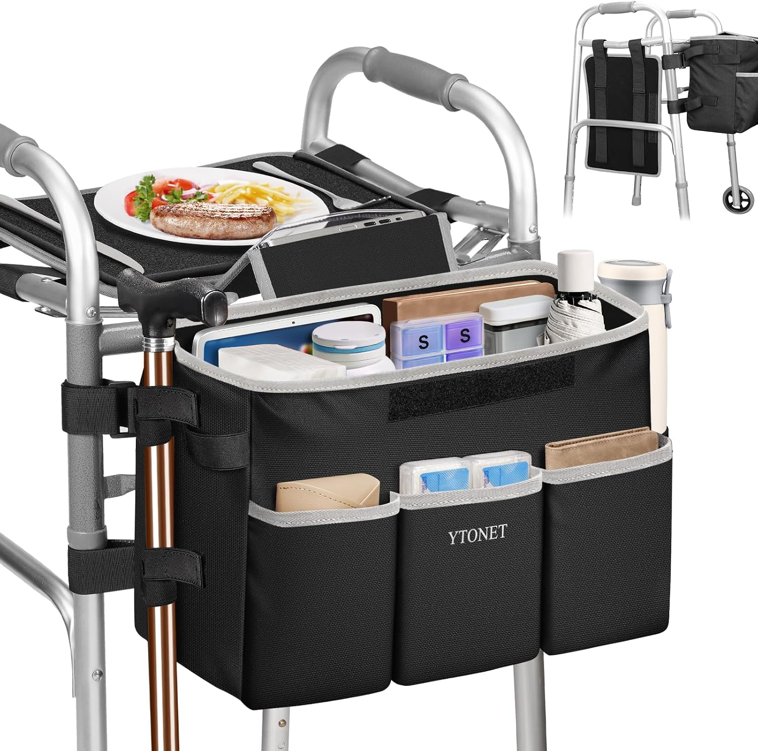 Ytonet Walker Basket with Tray, Det...