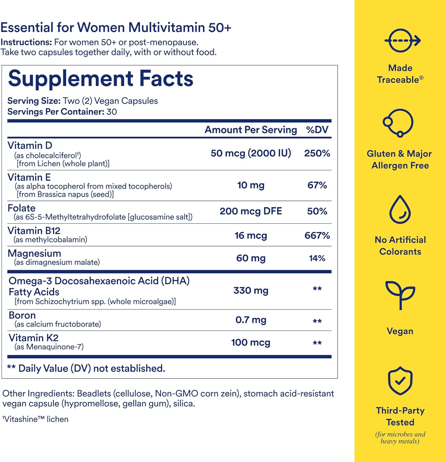 Ritual Women's 50+ Multivitamin - 60 Capsules - 30 Servings | Key Essential Vitamins and Minerals to Support Menopause, Energy, Heart, Bone, Brain Health* - Folate, DHA - Vegan - Mint - Image 3