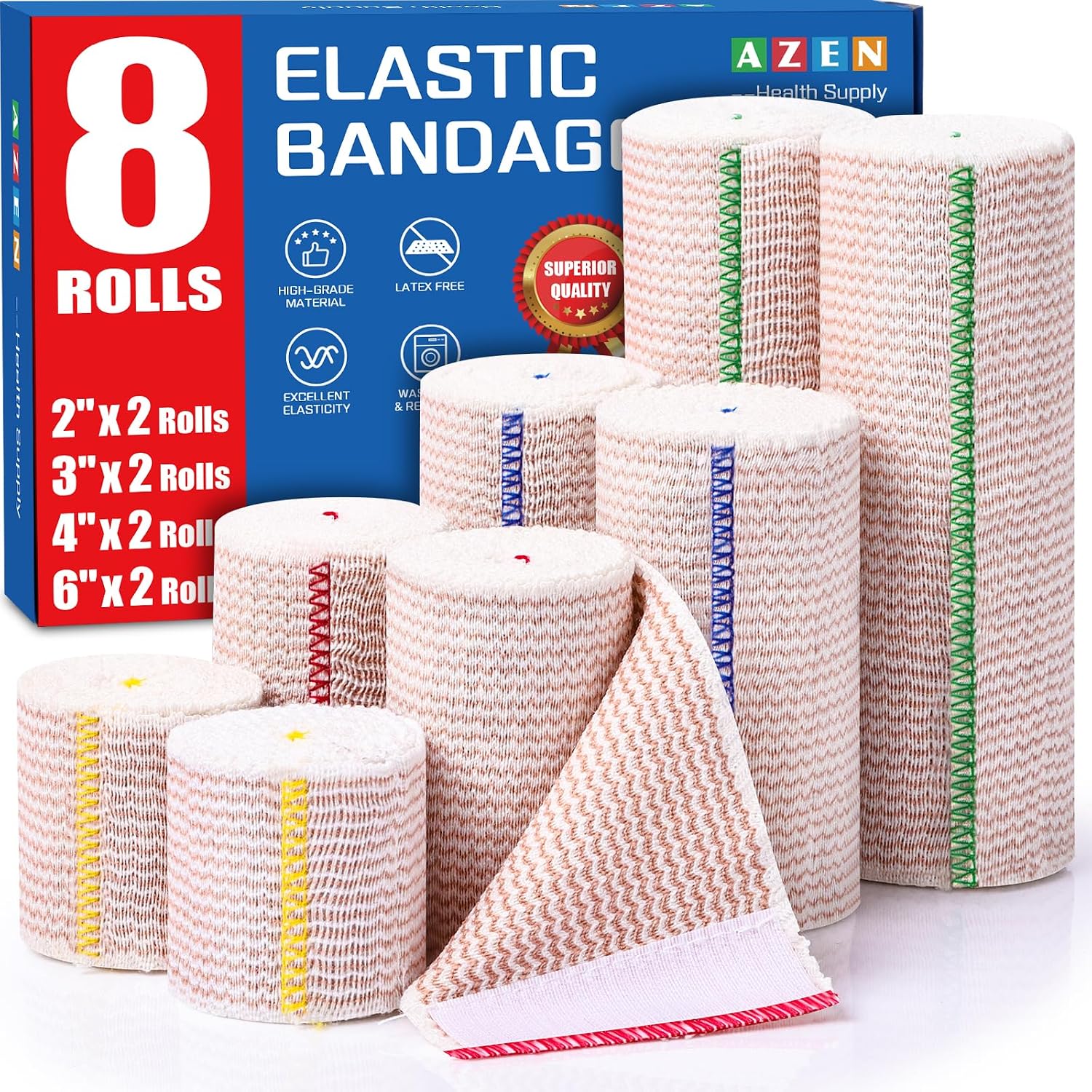 Premium 8 Pack Elastic Bandage Wrap...