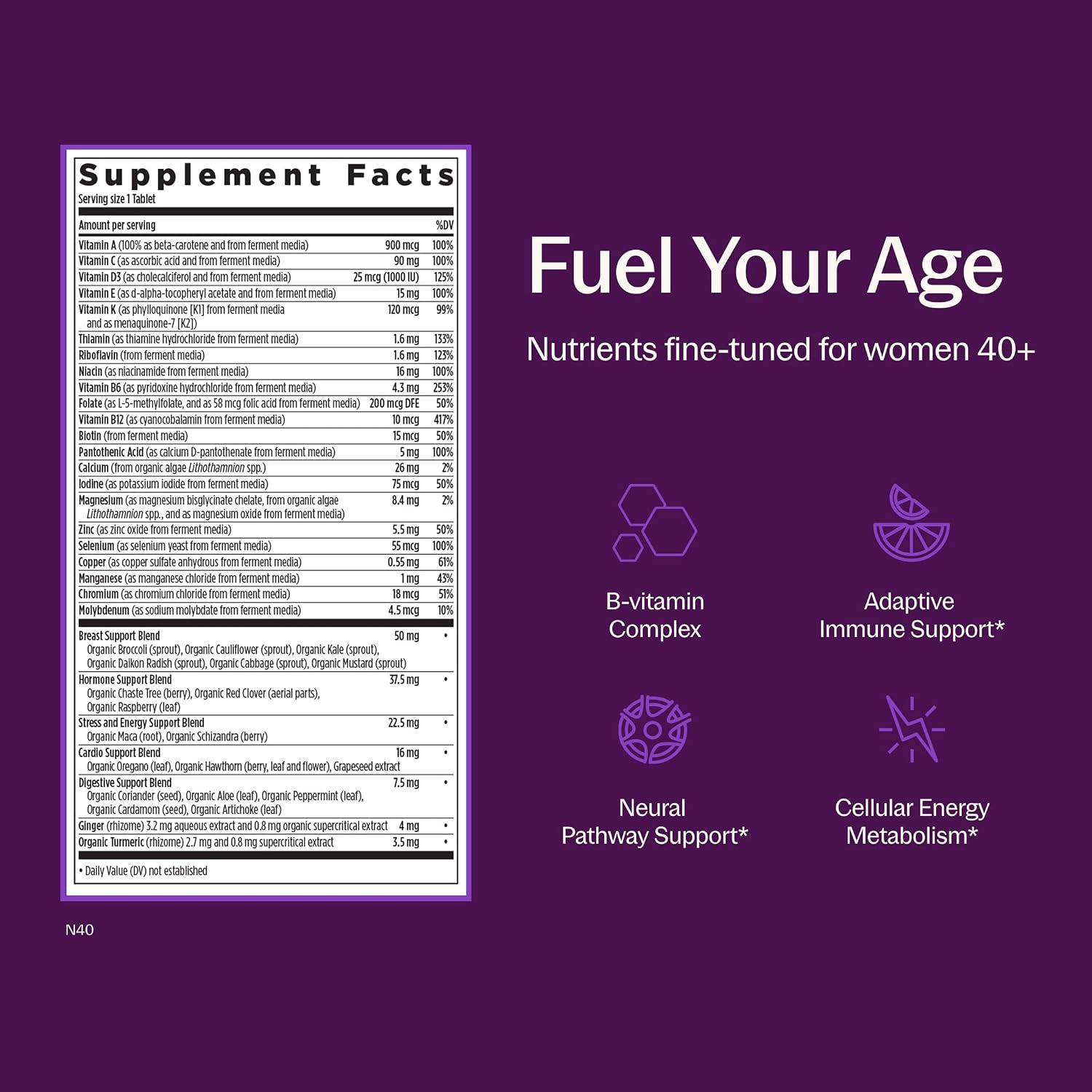 New Chapter Every Woman’s One Daily 40+ - Multivitamin for Women - Supports Immune, Bone, Hormone & Cellular Energy Health* - Non-GMO, Gluten Free, Dairy Free, Vegetarian & Kosher - 72 Tablets - Image 3