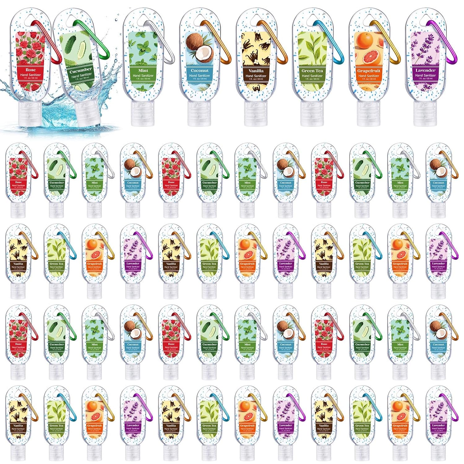 48 Pcs Mini Hand Sanitizers Bulk 1oz Travel Size Portable Hand Sanitizer Gel Gift Employee Appreciation Gift Instant Formula Fruit Flower Scented for Guest Coworker Staff Family Party Supplies