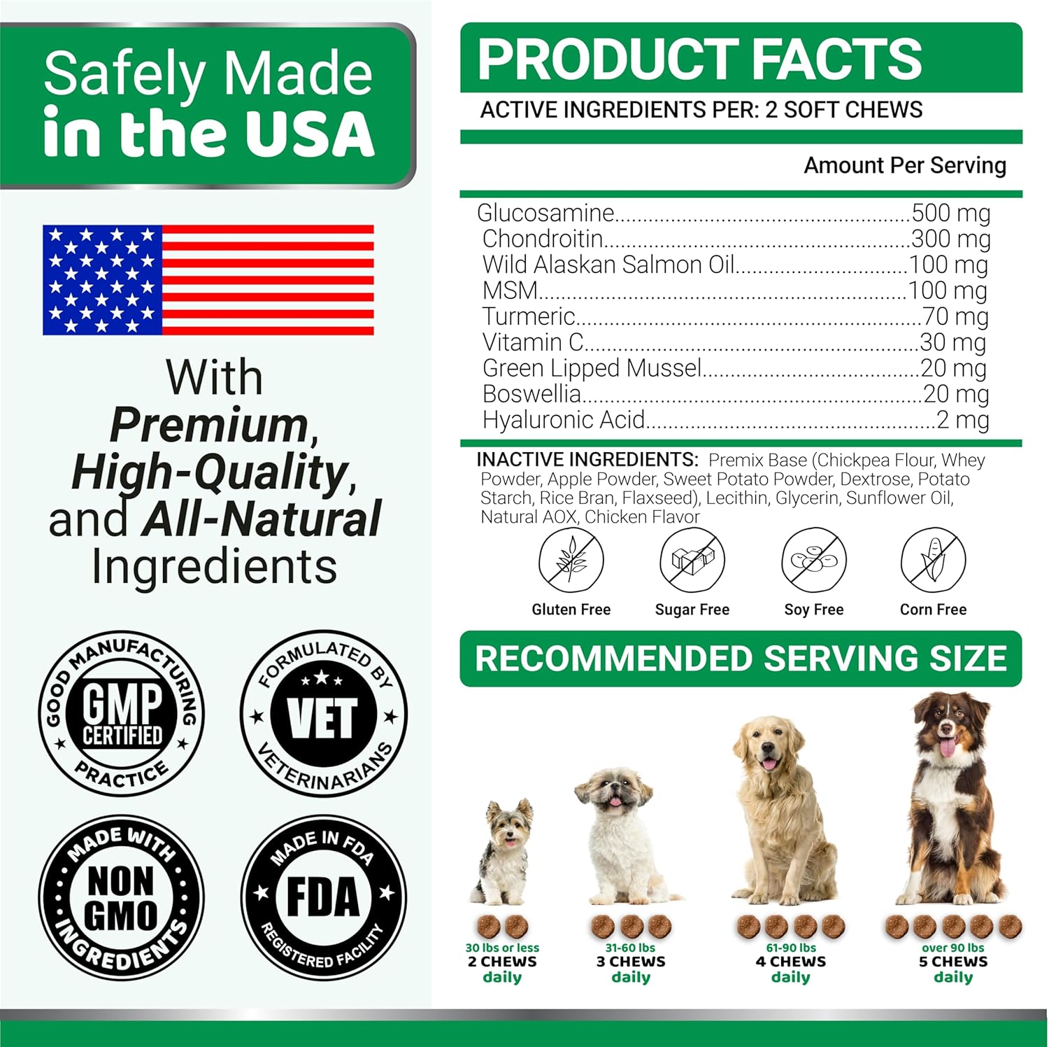 Glucosamine for Dogs - 240 Chews - Hip and Joint Supplement for Dogs - Advanced Glucosamine Chondroitin Treats with MSM - Joint Pain Relief - Large & Small Breed - Mobility Support - Made in USA - Image 6