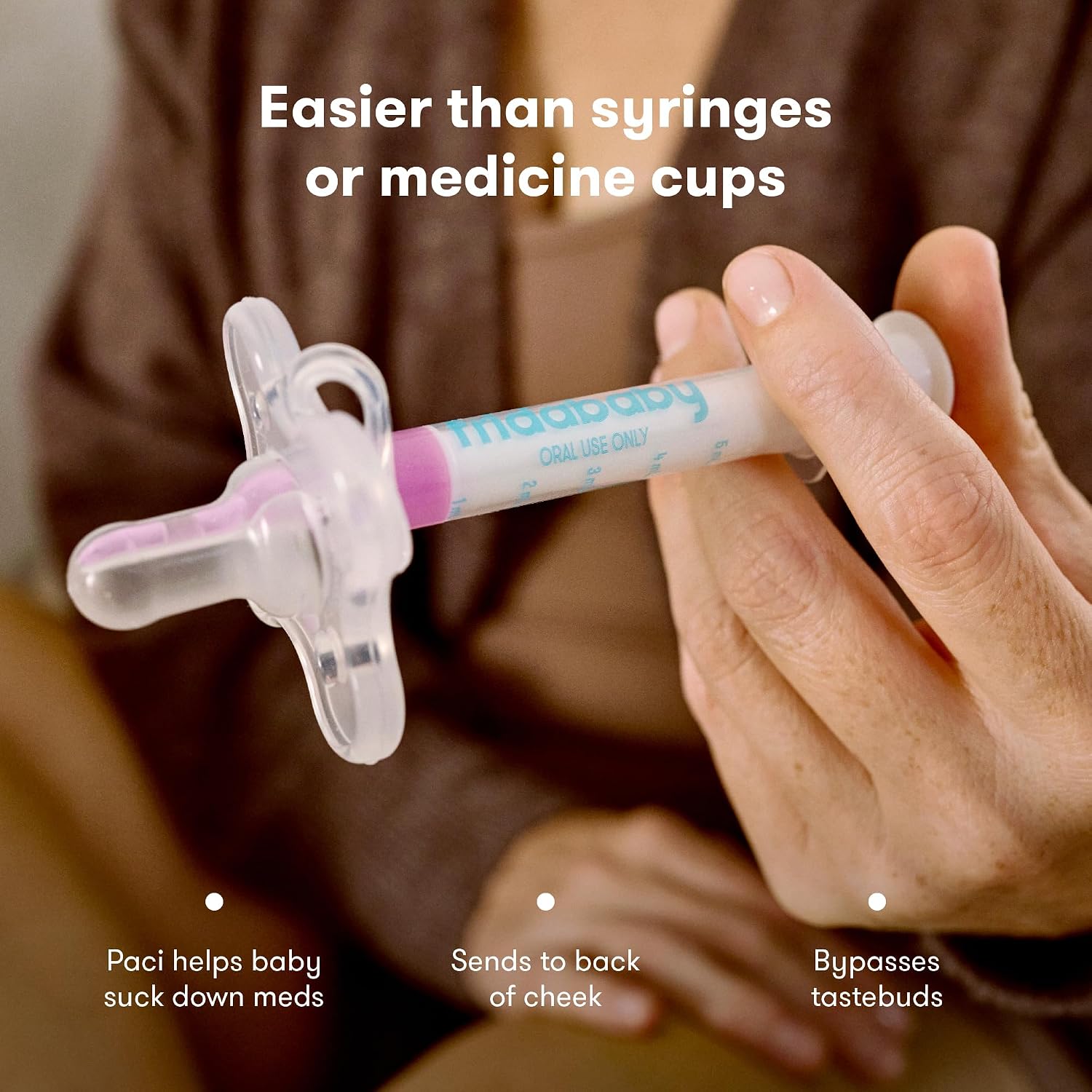 Frida Baby Medicine Pacifier Syringe, Accu-Dose Paci, Medi Frida, Fuss Free | Dispenser for Mess & Fuss Free Medicine Use, Baby-Safe Pacifier Design, Made in USA, Easy to Use - Image 3