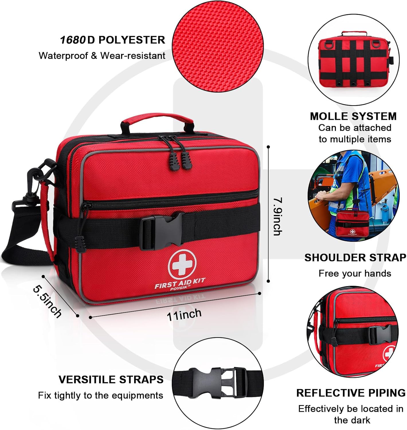Poygik Premium 420-Piece Large First Aid Kit for Home, Car, Camping | Well-Organized, Portable Emergency Medical Kits for Travel, Truck, Hiking, Sports, Office, Businesses & Outdoor Emergencies - Image 4