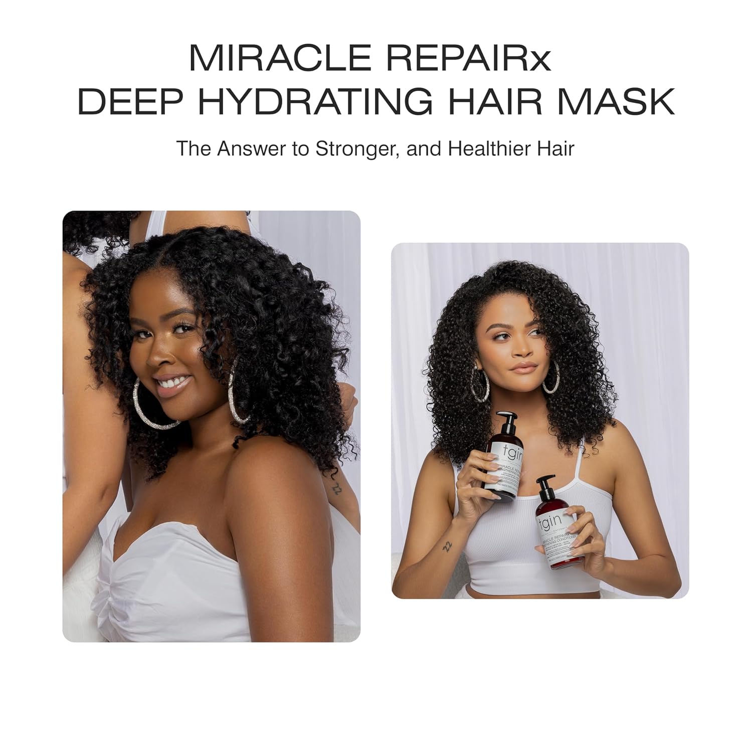tgin Miracle RepaiRx Deep Hydrating Hair Mask – Moisture & Breakage Control | Deep Conditioner Formula with Biotin & Black Castor Oil for Wavy Locks – Hair Moisturizer for Dry Curls – 12 Oz - Image 4
