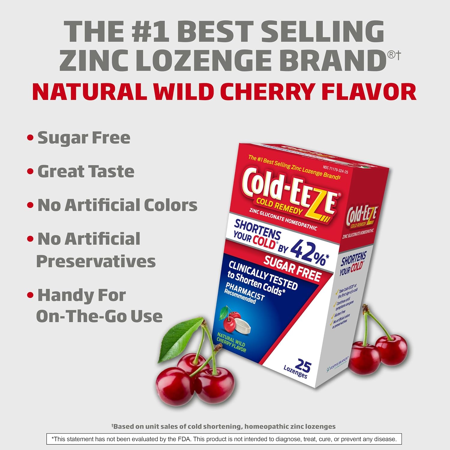 Cold-EEZE Sugar-Free, Natural Wild Cherry Zinc Lozenges, Homeopathic Cold Remedy, Shortens the Common Cold, Sore Throat, Cough, Congestion & Post Nasal Drip, 25 Ct - Image 5