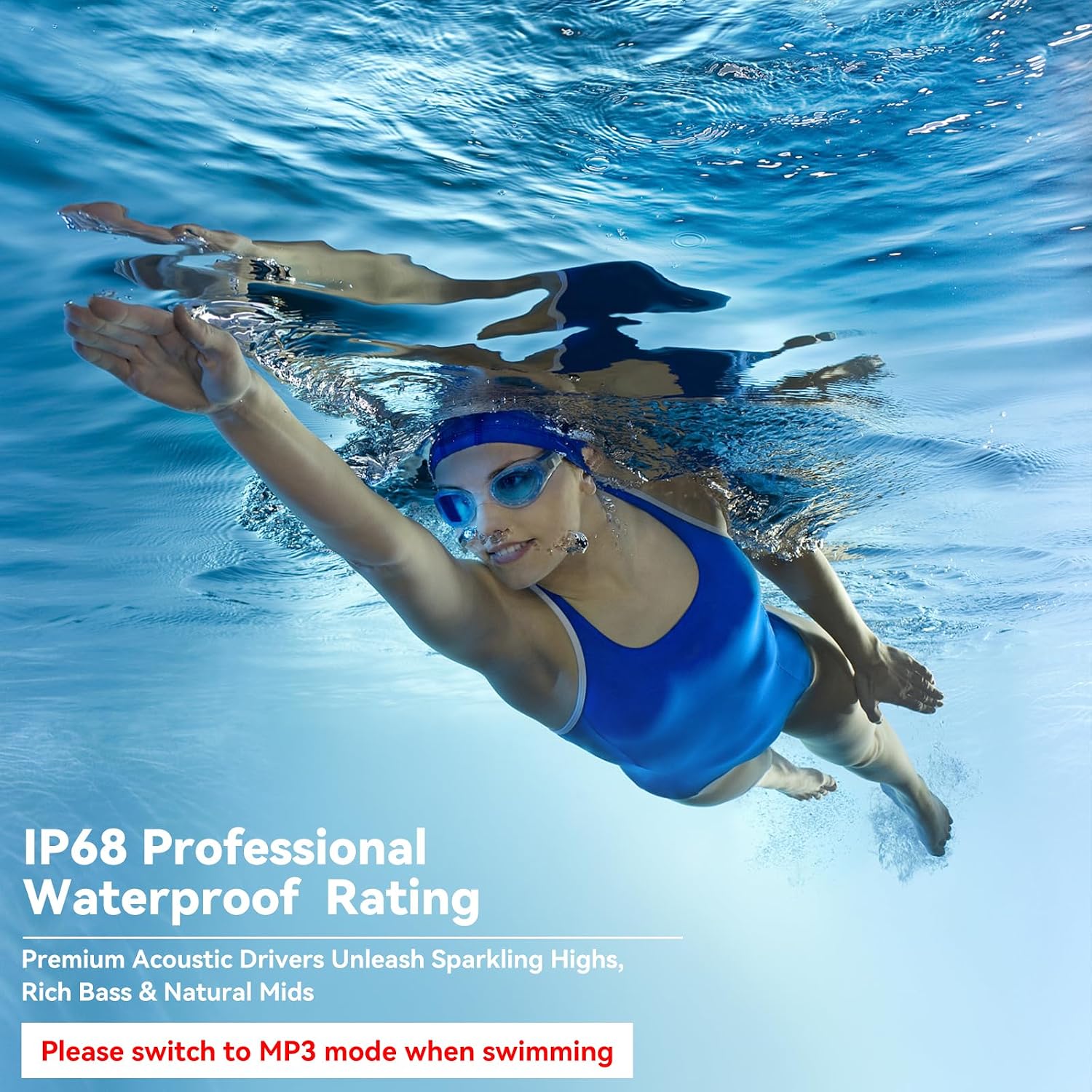 Soft Liquid Silicone Bone Conduction Swimming Headphones Underwater,IPX8 Waterproof Earbuds,Open Ear Swim Headphone with Skin-Friendly Silicone/Built-in 32G MP3-Player Earphones for Swim-Dark Black - Image 3
