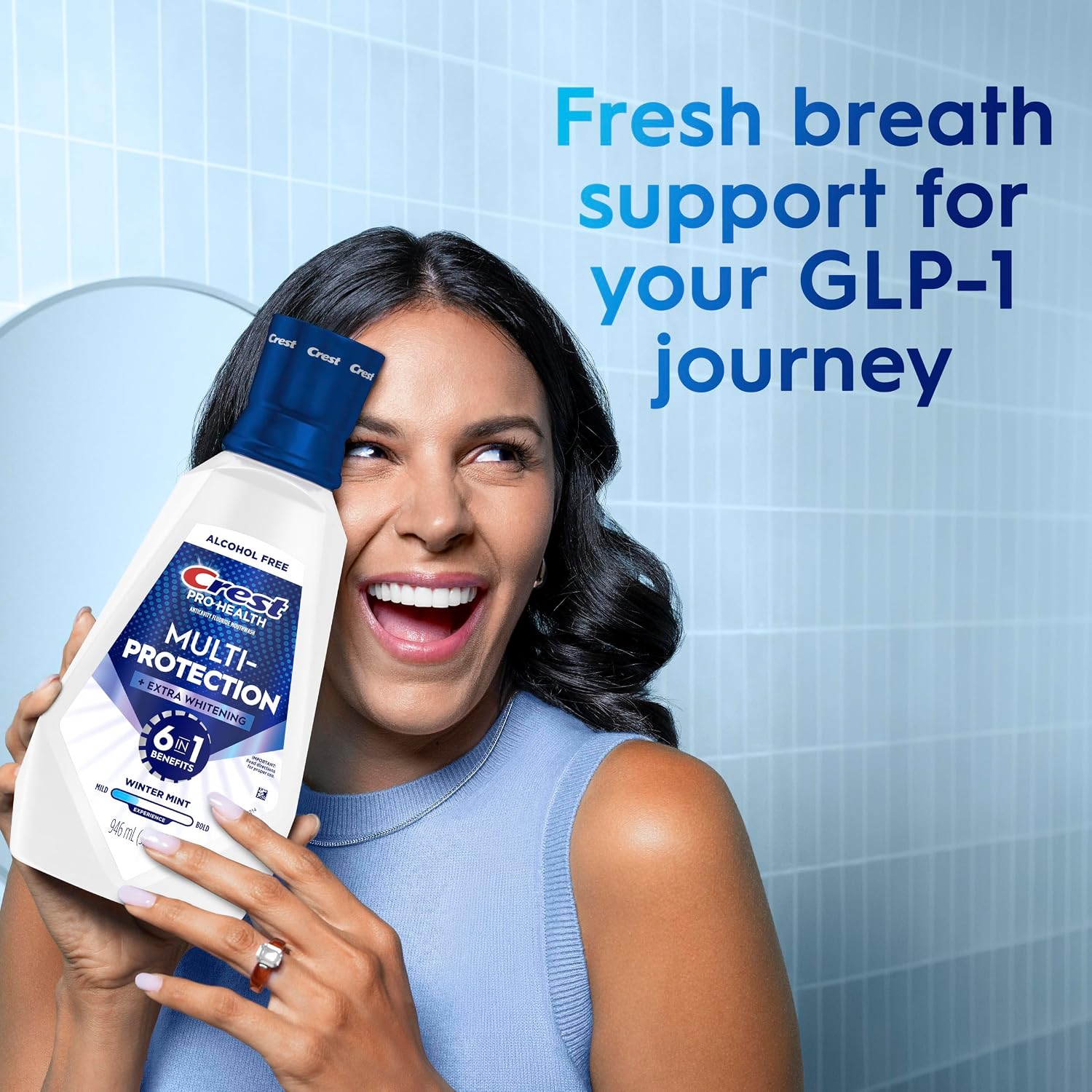 Crest Pro-Health Advanced Mouthwash, Alcohol Free, Extra Whitening, Energizing Mint Flavor, 946 mL (32 fl oz) - Image 7