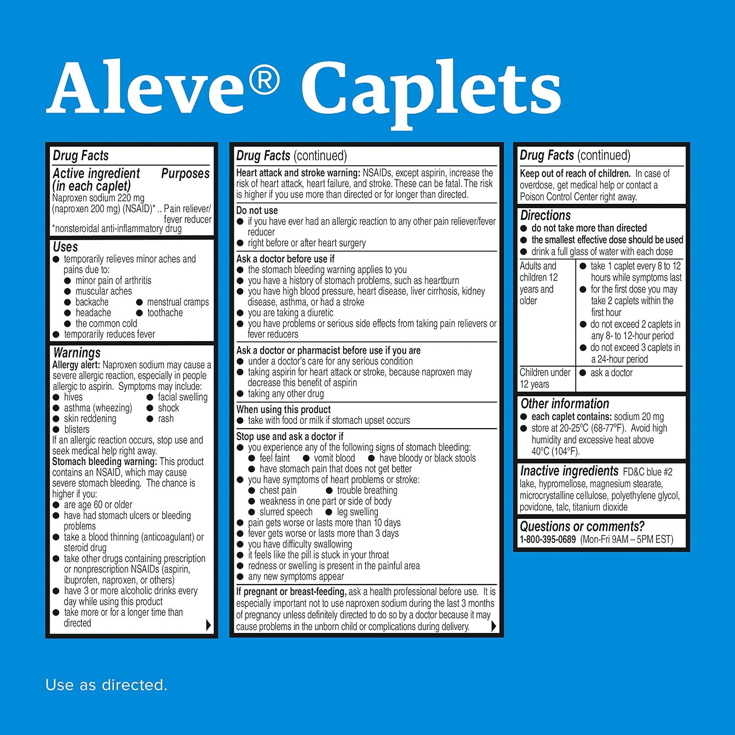 Aleve Caplets, Naproxen Sodium 220 mg (NSAID), Pain Reliever/Fever Reducer, #1 Orthopedic Surgeon Recommended, 270 Count - Image 2