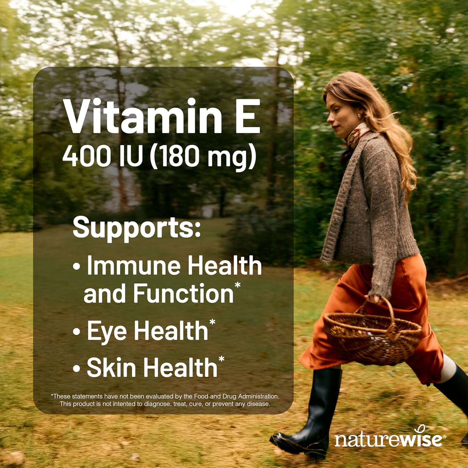 NatureWise Vitamin E 400 IU Softgels (180mg DL-Alpha) - Dairy, Gluten, and Soy Free, Non-GMO Antioxidant Dietary Supplement for Skin, Heart, Eye, and Immune Health Support - 2-Month Supply, 60 Count - Image 2