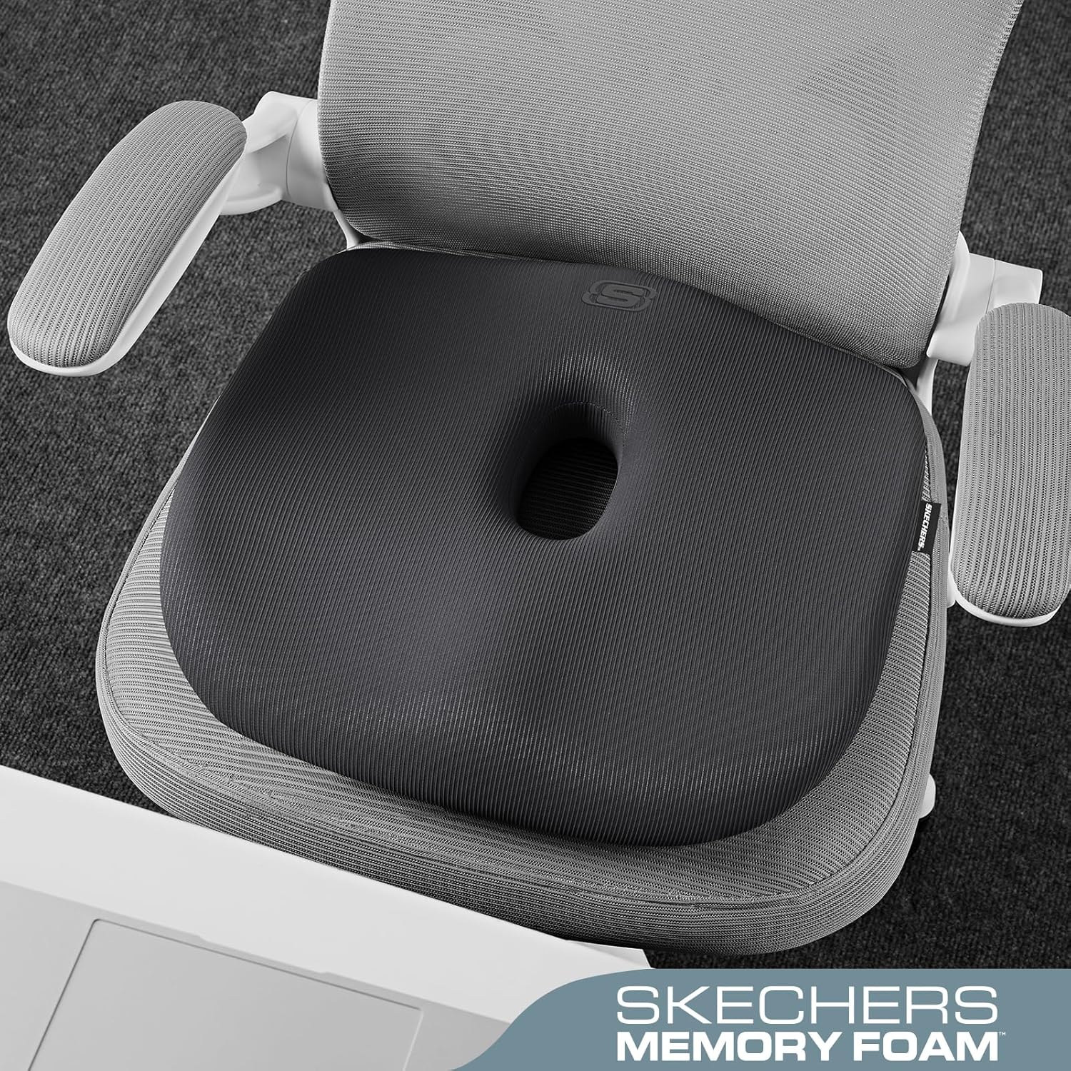 Skechers Seat Cushion Memory Foam,Donut Pillow Office Chair Cushion for Tailbone Pain Relief,Butt Pillow for Office Chair,Car seat Cushion,Long Sitting Office Workers,and Car Drivers,Black - Image 4