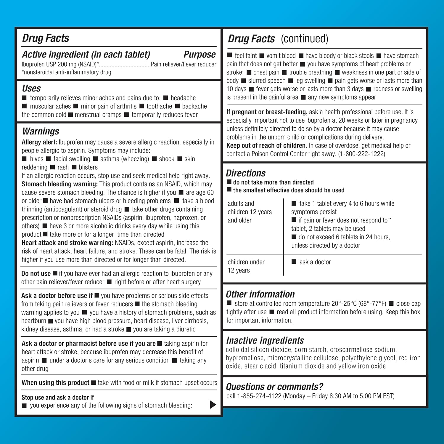 Amazon Basic Care Ibuprofen Tablets, Fever Reducer and Pain Relief from Body Aches, Headache, Arthritis Pain and More, 1000 Count - Image 3
