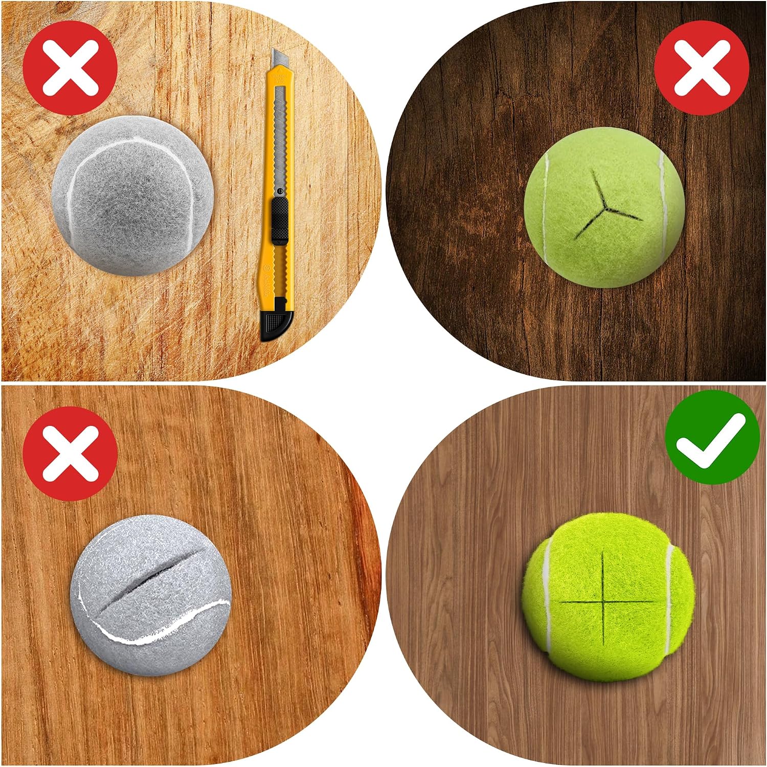 Pre-Cut Tennis Balls for Walkers, 4 Pack Walker Glide Ball Accessories | Heavy Duty Long Lasting Walker Accessories,Silent Gliding,Floor Protection,Easy to Install,Fits Furniture & Walker Legs - Image 4