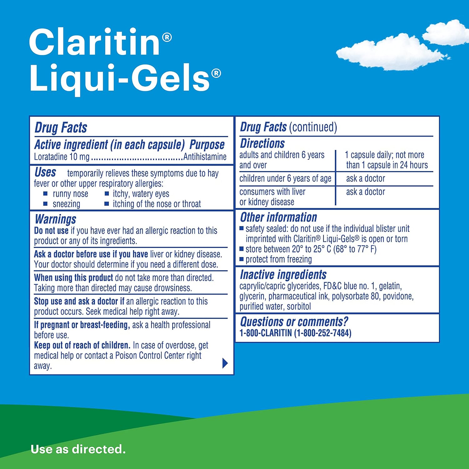 Claritin Liqui-Gels 24 Hour Allergy Relief, Non-Drowsy Allergy Medicine, Loratadine Antihistamine Capsules, 60 Count - Image 2