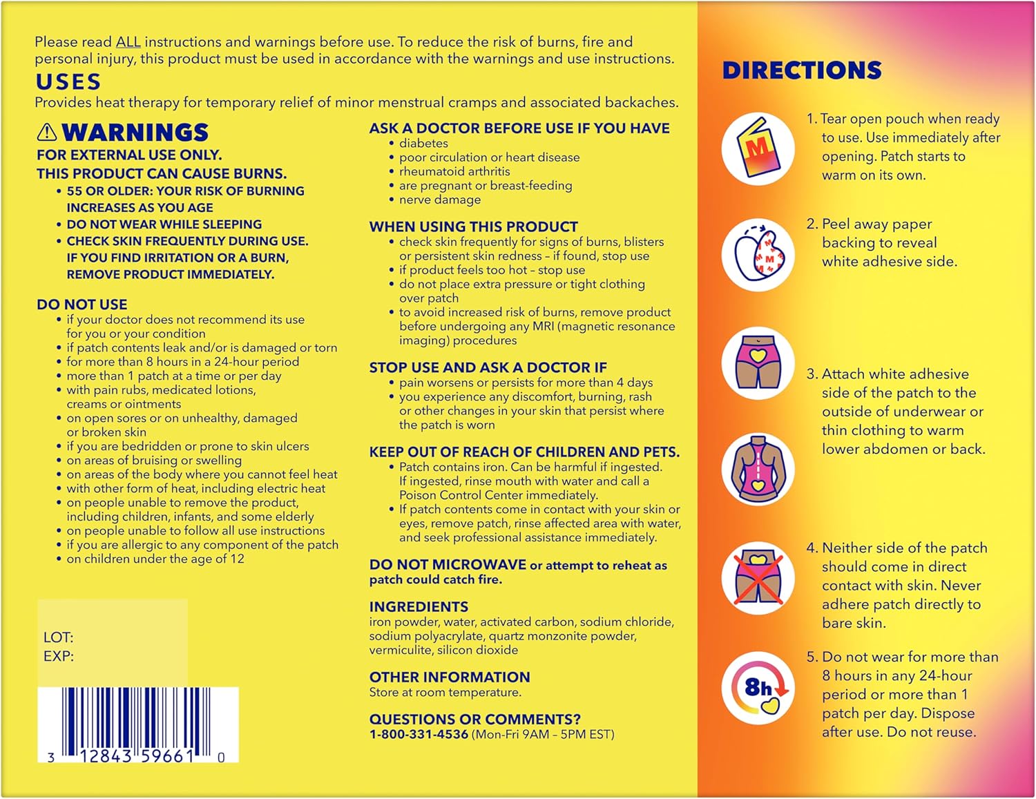 Midol Heat Vibes Menstrual Pain Relief Heat Patches - 6 Count Pack for Period Cramps and Backache - Image 8