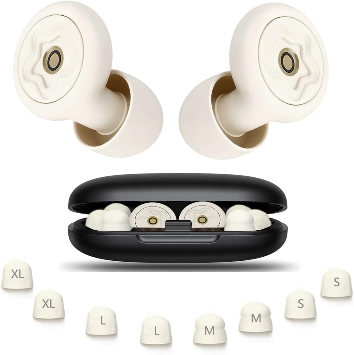 Ear Plugs for Sleeping Noise Cancelling, 50dB Reusable Silicone Earplugs for Side Sleepers, Hearing Protection Ear Plugs for Sleep, Travel, Work with Multi-Size Tips & Portable Case (White)