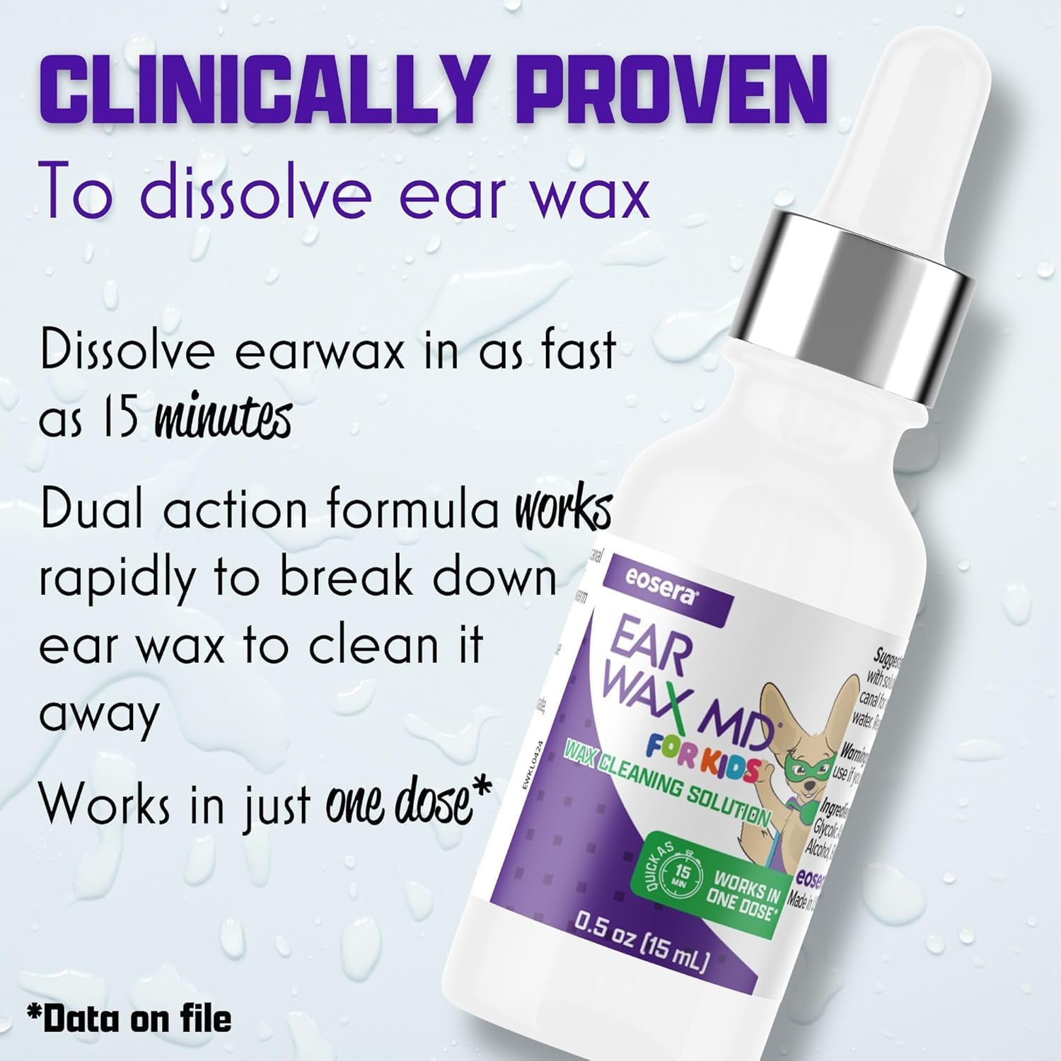 eosera Ear Wax MD for Kids Cleaning Kit - 15 mL - Earwax Dissolving Drops with Rinsing Bulb - Fast-Acting Ear Cleaning Kit - Ages 2+ - Image 9