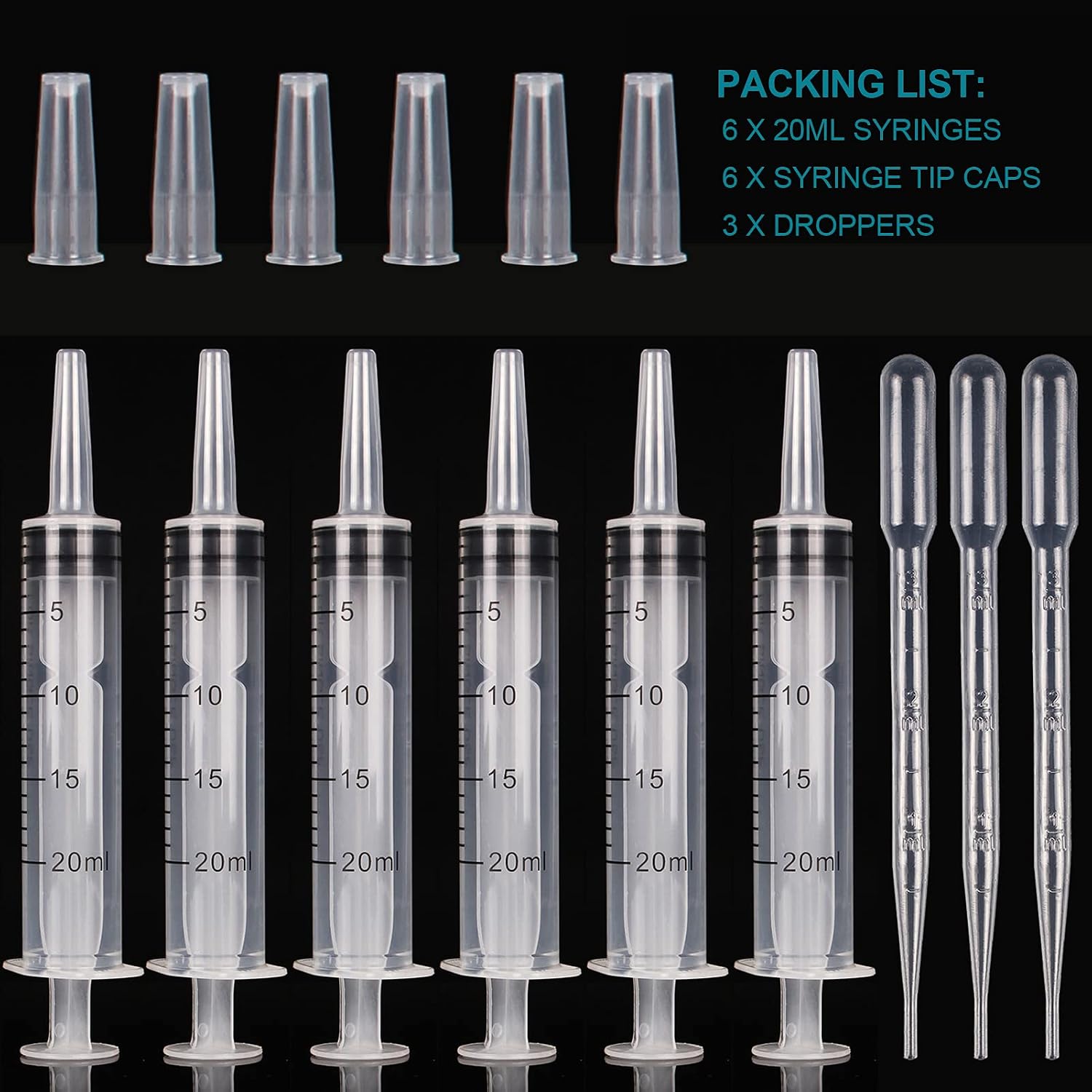 20ml Syringe for Liquid - Syringes without Needle - 20 ml Sterile Packed Plastic Syringe with Dropper for Medicine Student Lab Measuring Liquids and Pet Feeding Oral Food, Jello ( 6 Pack ) - Image 3