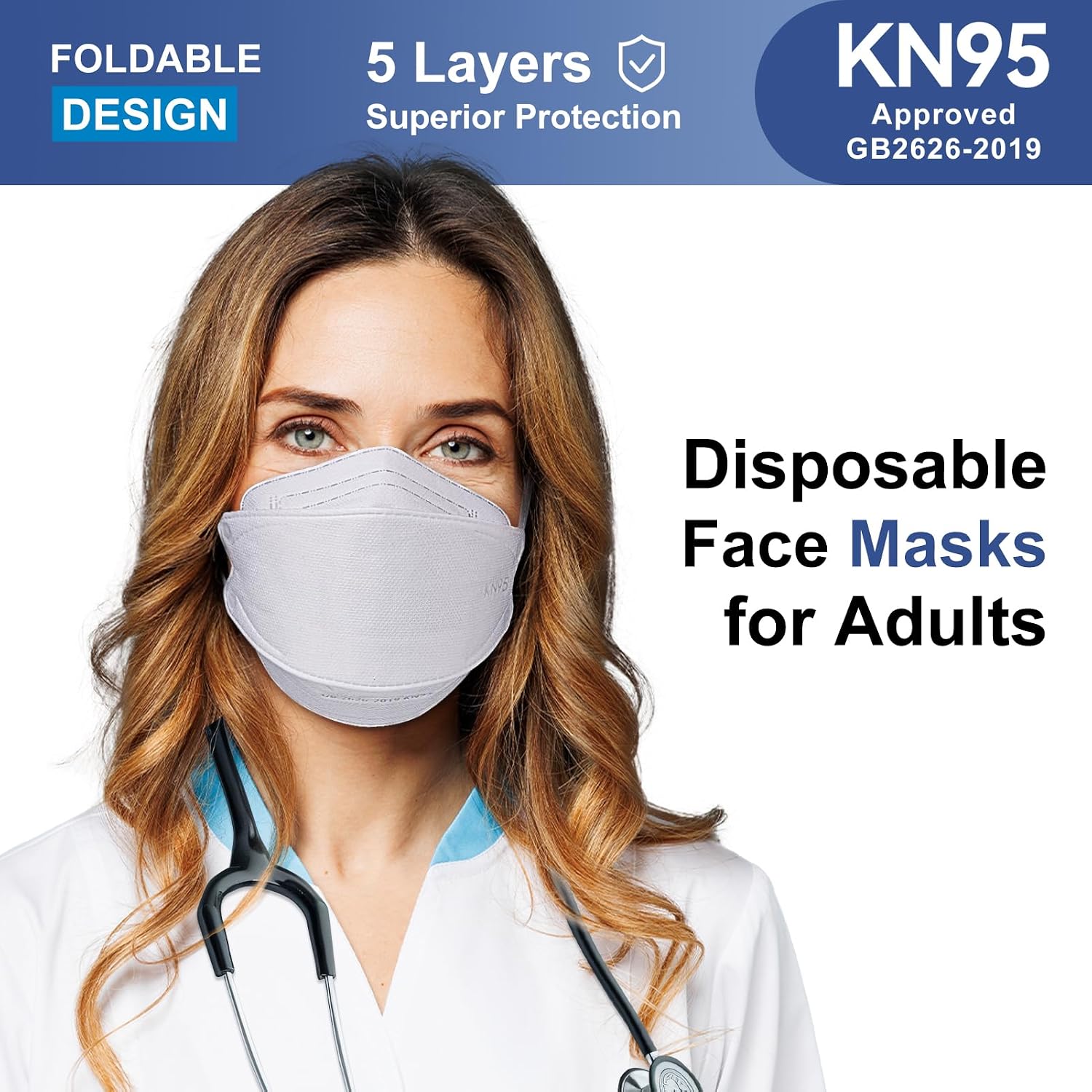 FENFEN KN95 Face Masks Disposable Adults - 50 Pack 5 Layer Protection Dust Breathable Comfortable Respirator Women KN95 Mask Individually Wrapped - Image 8