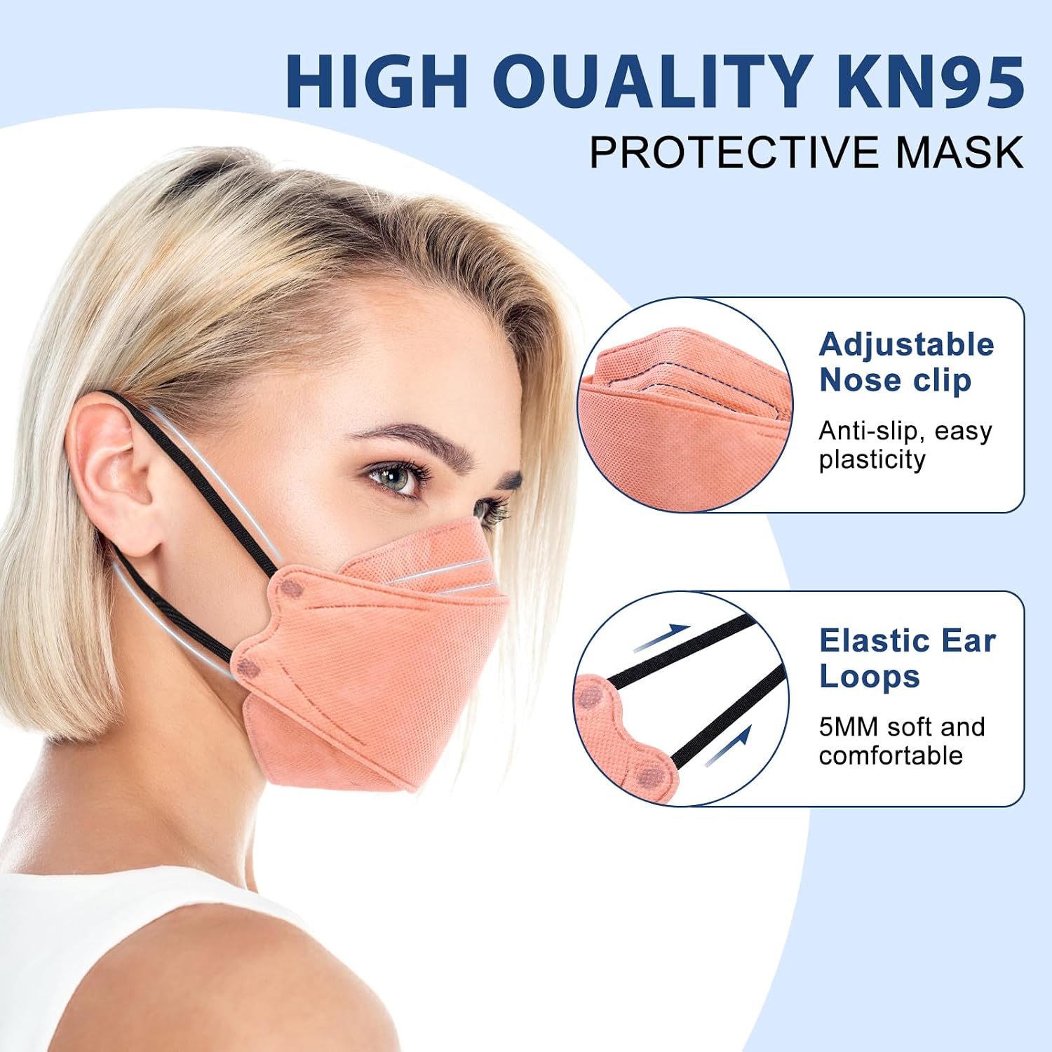 FENFEN KN95 Face Masks Disposable Adults - 50 Pack 5 Layer Protection Dust Breathable Comfortable Respirator Women KN95 Mask Individually Wrapped - Image 6
