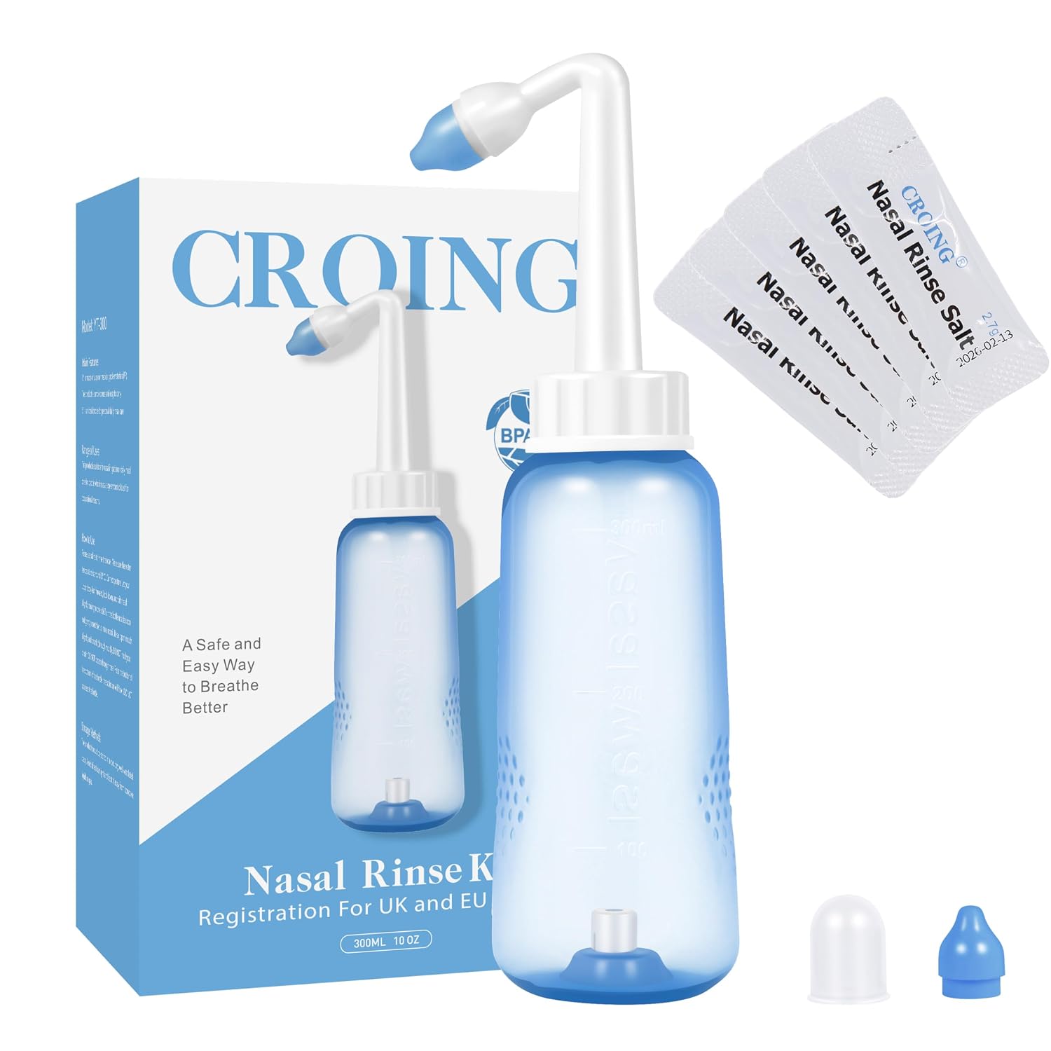 Croing Nasal Rinse Kit with 40 Salt...