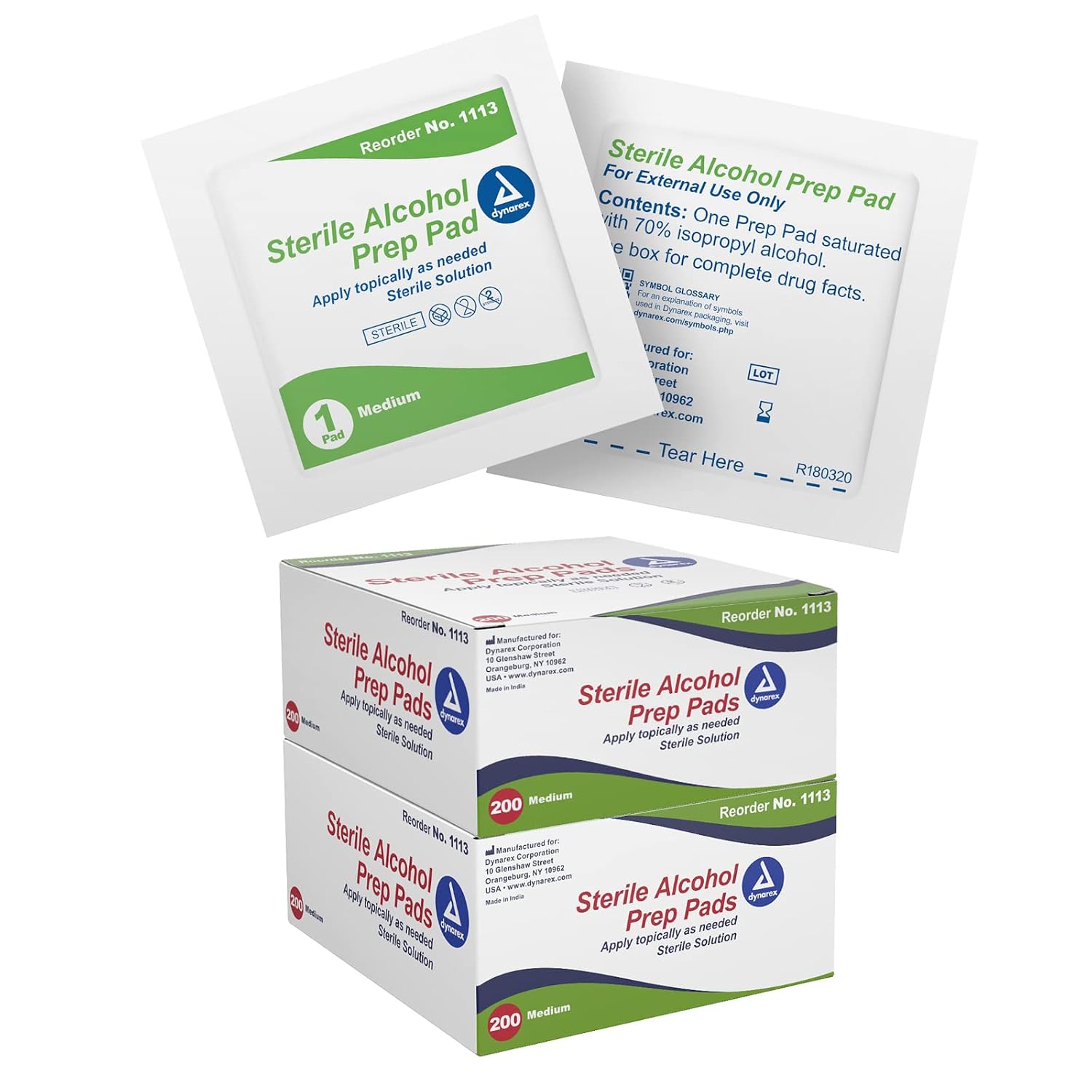 Dynarex Alcohol Prep Pads, Medical-...