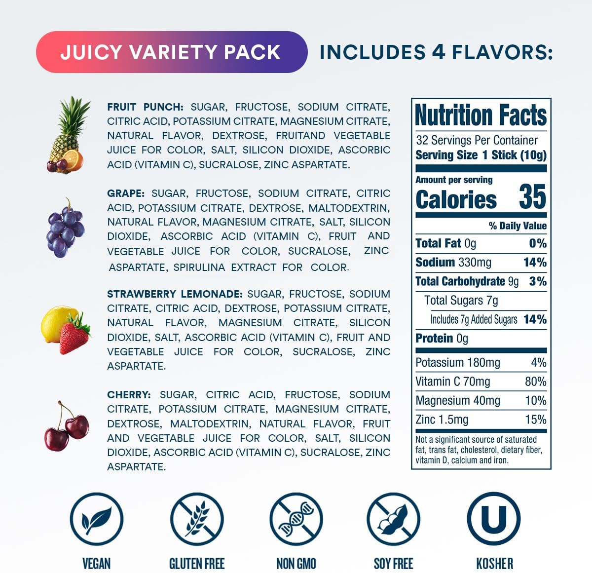 DripDrop Hydration Juicy Variety Pack, Electrolyte Packets, 32 Count - Image 9