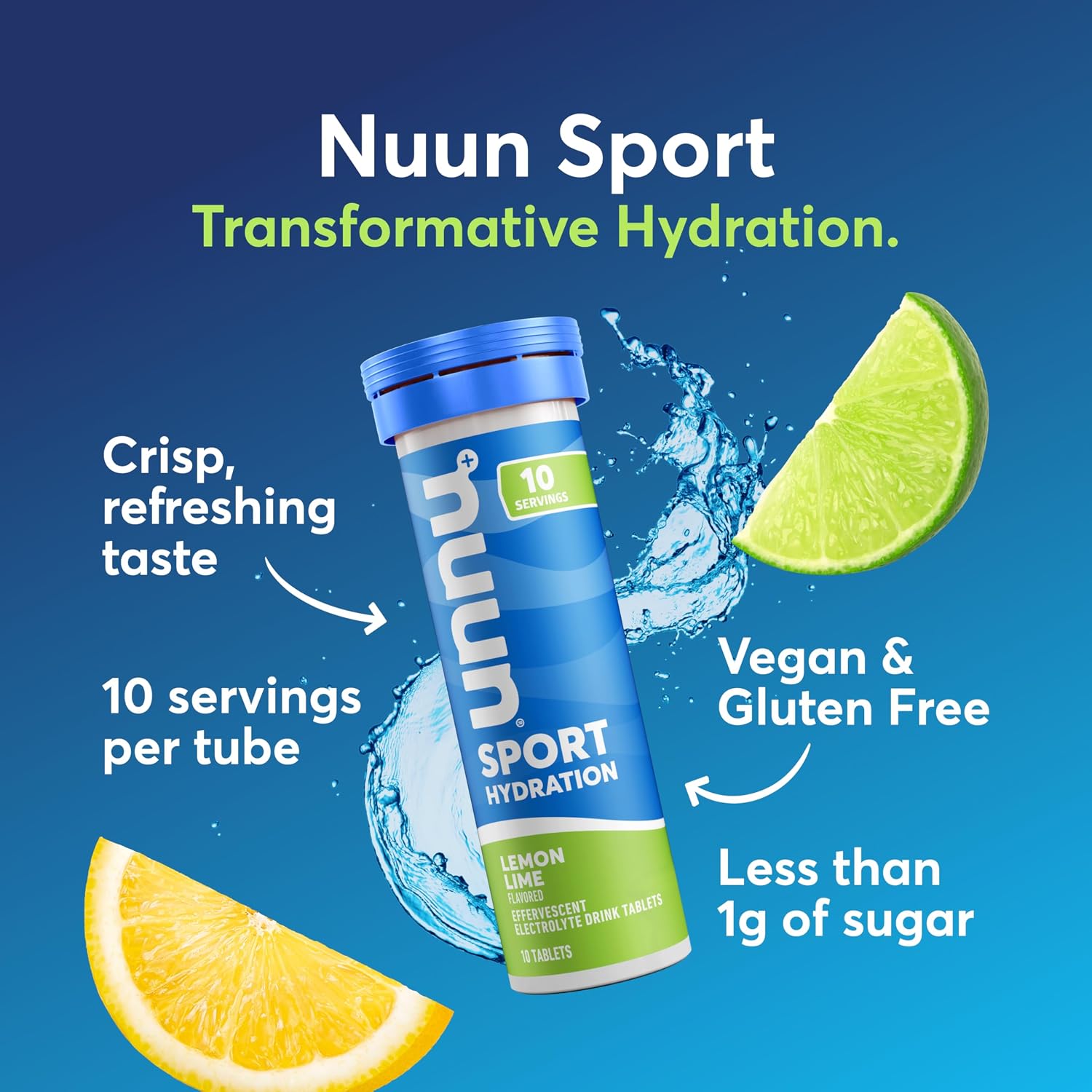 Nuun Sport Electrolyte Tablets Lemon Lime, GF & Vegan, 4 Pack - Image 2