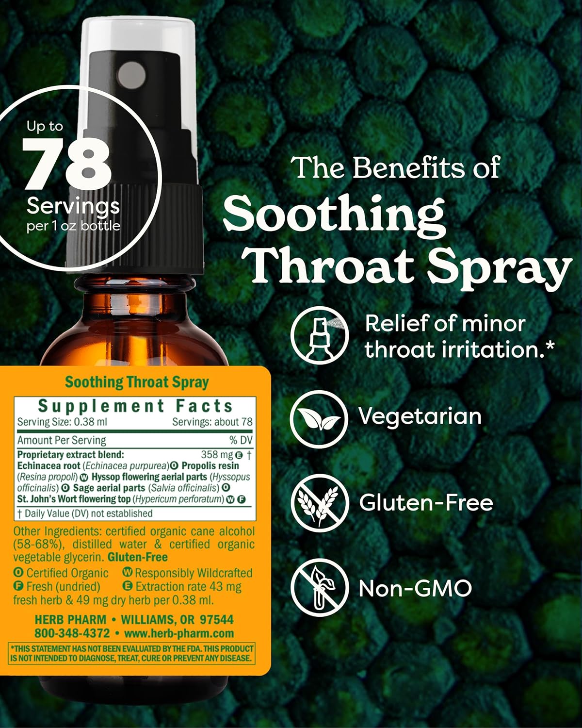Herb Pharm Soothing Throat Spray: with Propolis & Echinacea, Relief of Minor Throat Irritation, Active Immune Support Echinacea Throat Spray, Sugar-Free Herbal Supplement, Up to ~5 Week Supply, 1 oz - Image 2