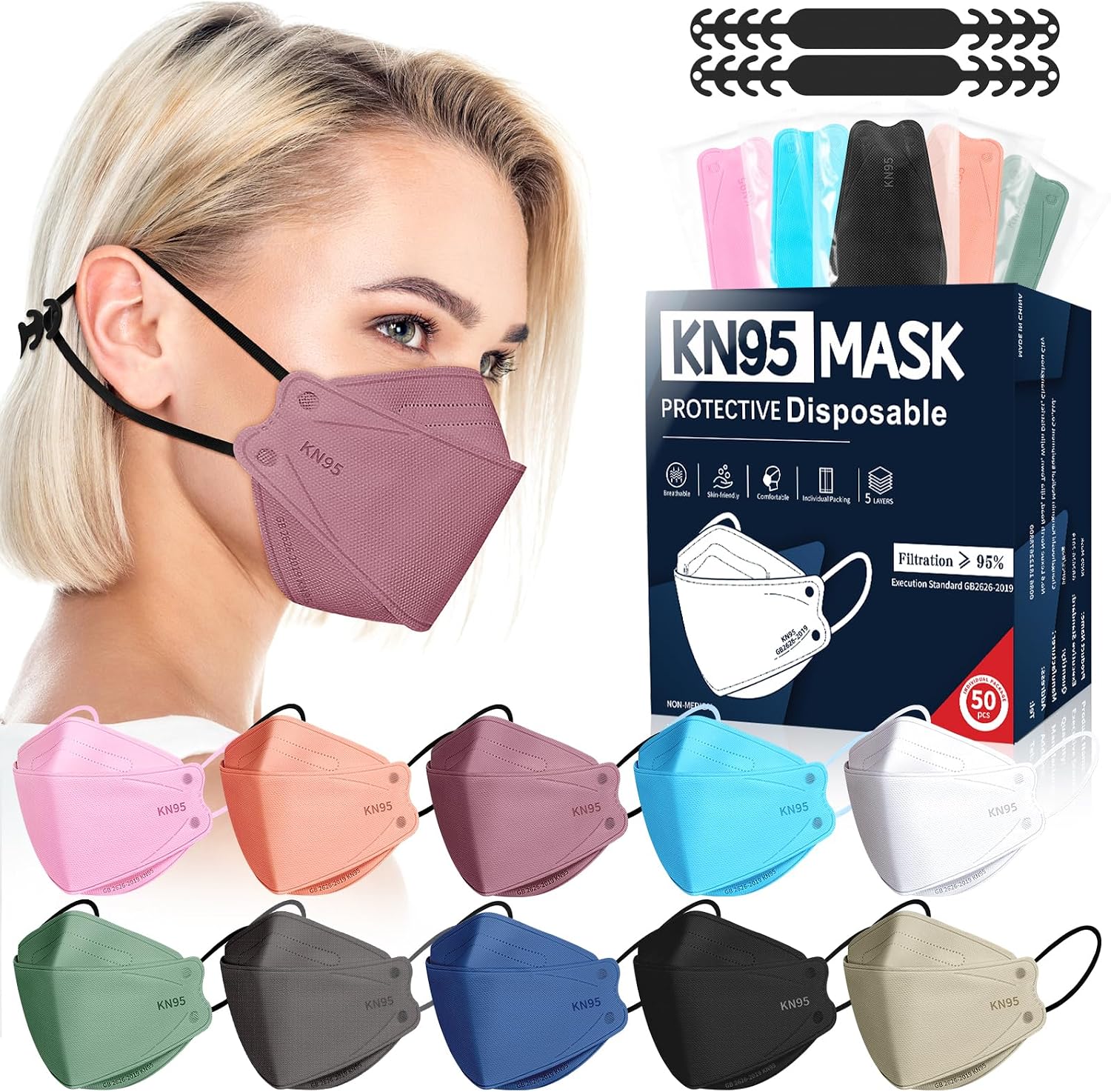 FENFEN KN95 Face Masks Disposable A...