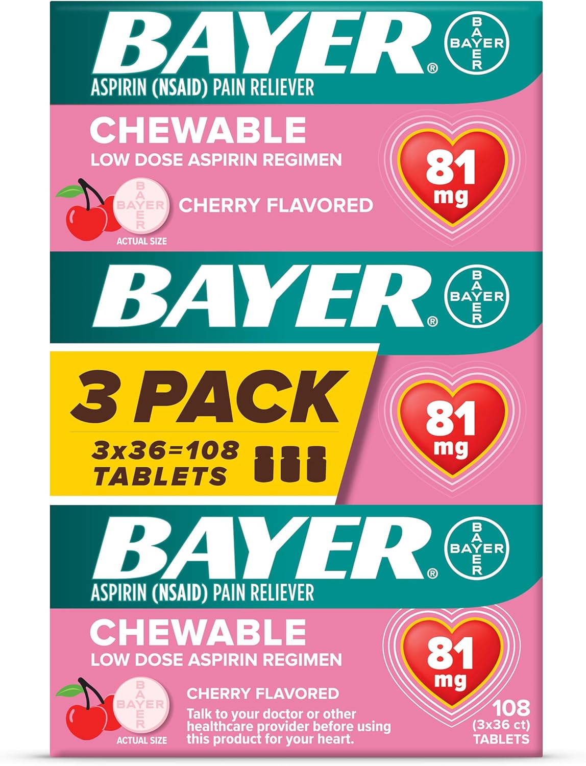 Bayer Aspirin Low Dose 81 mg Chewab...