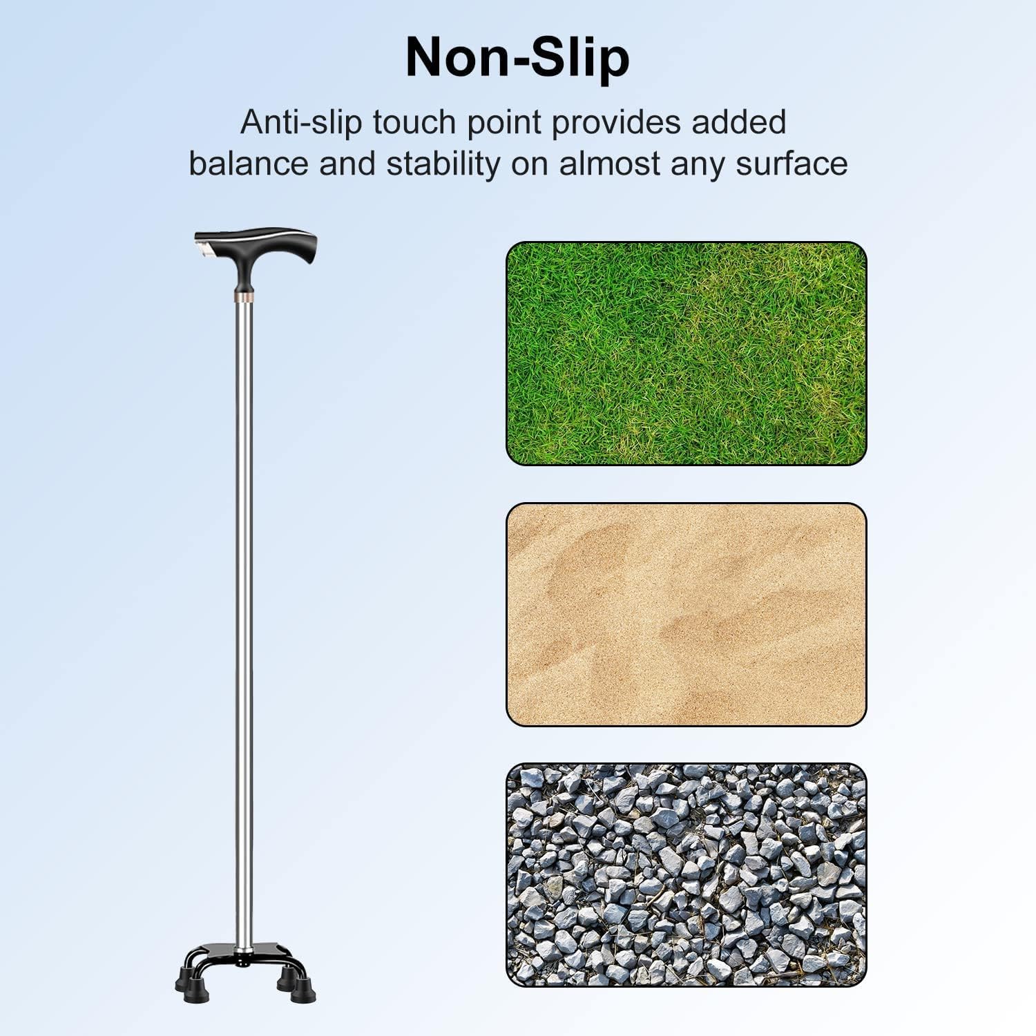 supregear Quad Cane Tips (Set of 12), Rubber Heavy Duty Non-Slip Extreme Grip Cane Replacement Foot - Accessories for Walking and Standing Stick for Women Men Seniors Elderly - Image 5