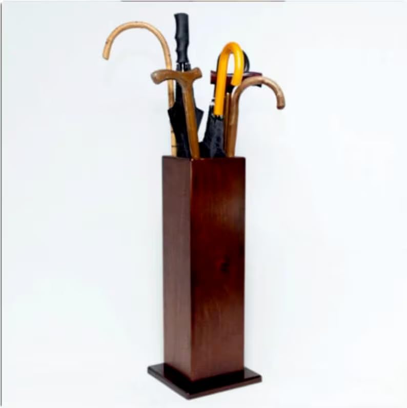 TheArtisanWorkshop By Handmade Wooden Walking Cane Holder/Rack for Stick/Umbrella Stand Golf Storage Entreyway Home Decor Gift - Image 2