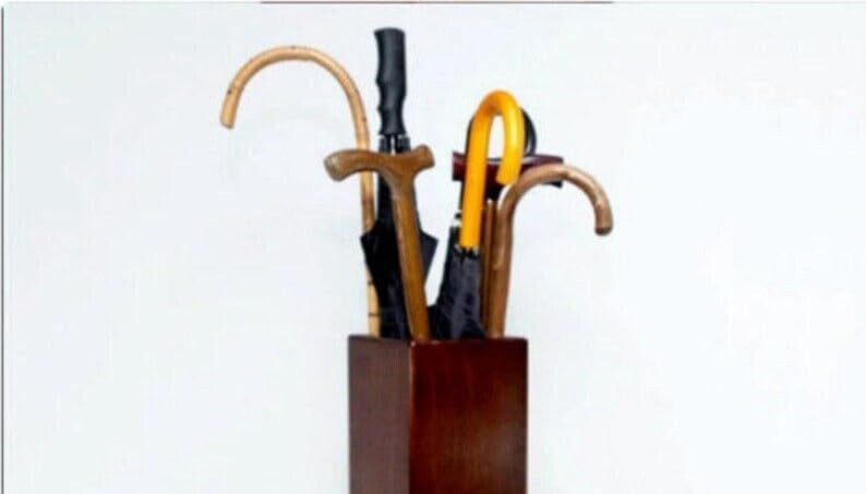 TheArtisanWorkshop By Handmade Wooden Walking Cane Holder/Rack for Stick/Umbrella Stand Golf Storage Entreyway Home Decor Gift - Image 3