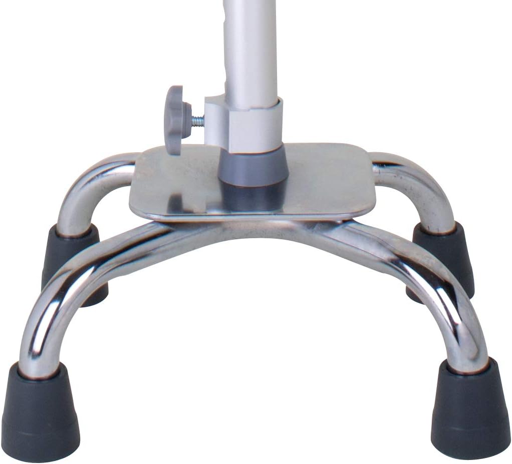 Carex Quad Cane with Small Base - Quad Walking Cane with Offset Cane Handle and Adjustable Height - 4 Tip Cane for Stability, Grey/Silver - Image 3